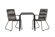 Venture Home Borneo Cafebord Aluminium - Black / Kvadrat 70*70* +Bois Diningchair Steel - Black / Dark Grey Rope _2