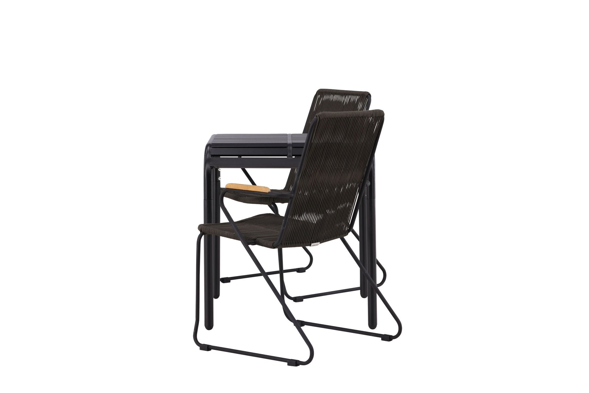 Venture Home Borneo Cafebord Aluminium - Black / Kvadrat 70*70* +Bois Diningchair Steel - Black / Dark Grey Rope _2