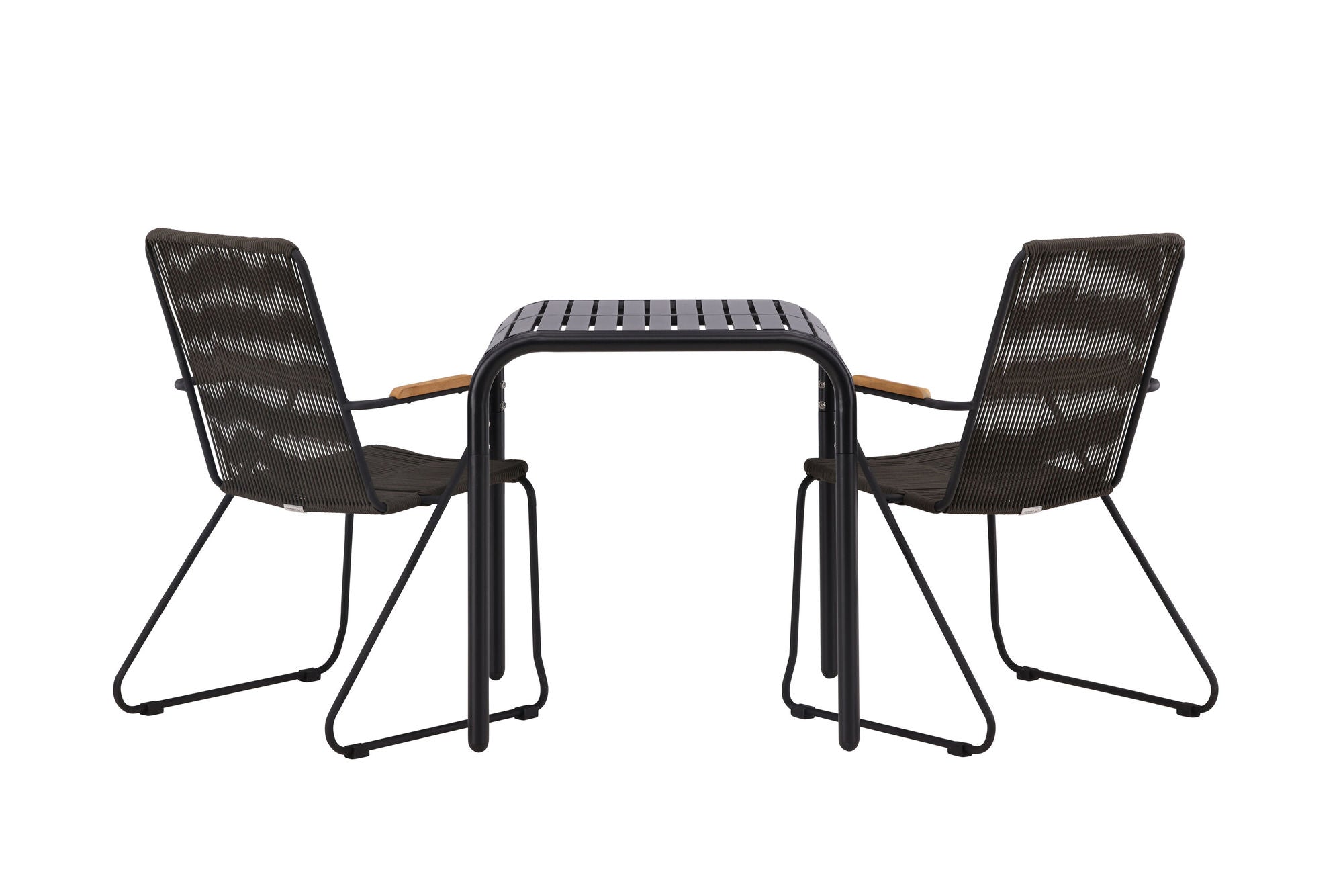 Venture Home Borneo Cafebord Aluminium - Black / Kvadrat 70*70* +Bois Diningchair Steel - Black / Dark Grey Rope _2