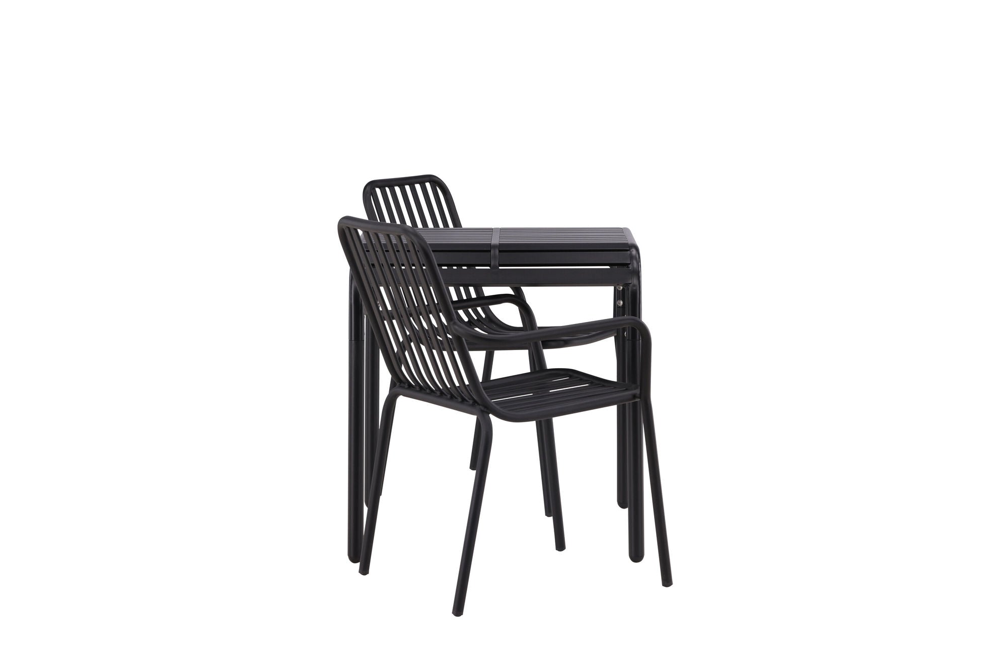 Venture Home Borneo Cafebord Aluminium - Black / Kvadrat 70*70* +Peking Diningchair Aluminium - Black / _2