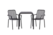 Venture Home Borneo Cafebord Aluminium - Black / Kvadrat 70*70* +Peking Diningchair Aluminium - Black / _2