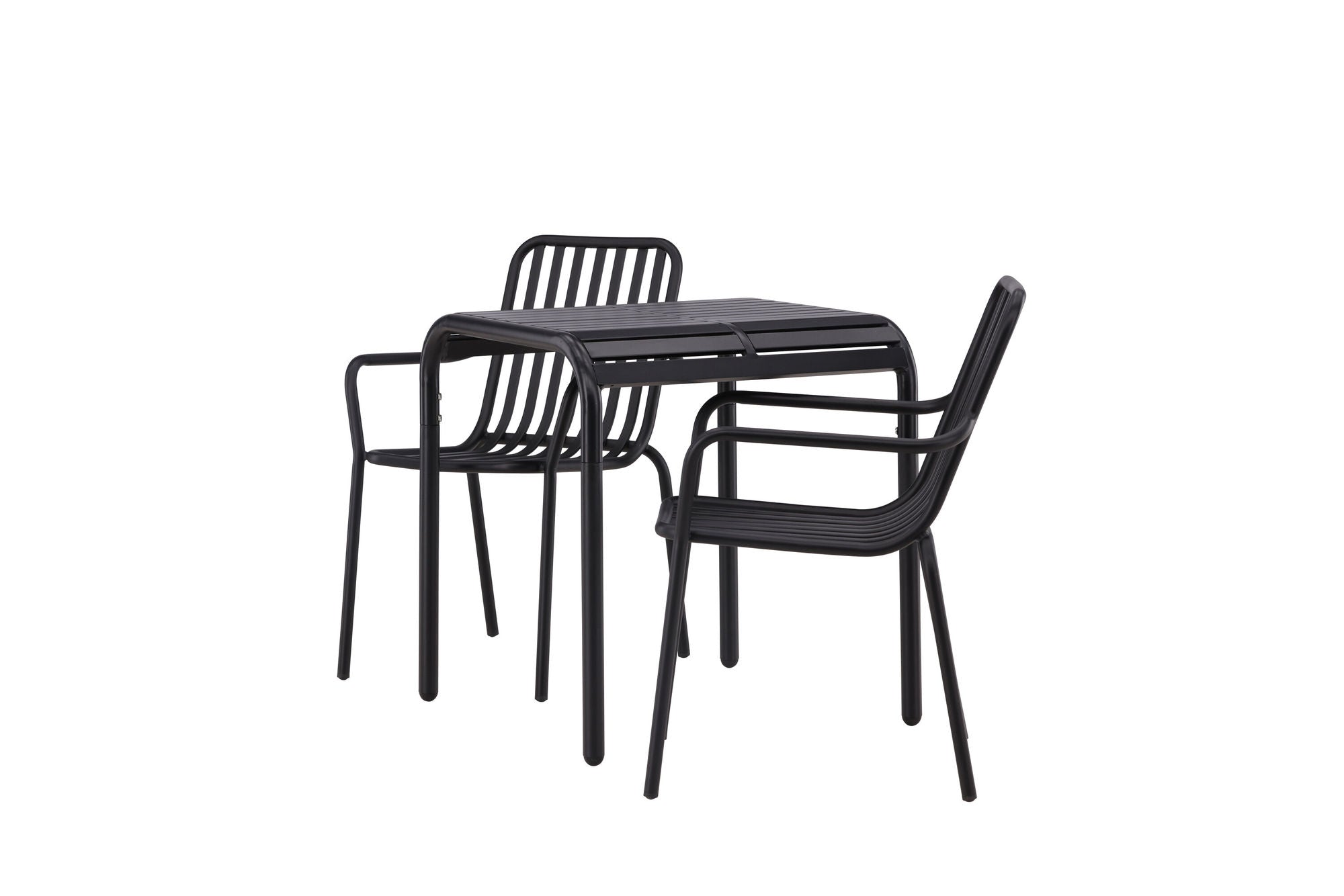 Venture Home Borneo Cafebord Aluminium - Black / Kvadrat 70*70* +Peking Diningchair Aluminium - Black / _2