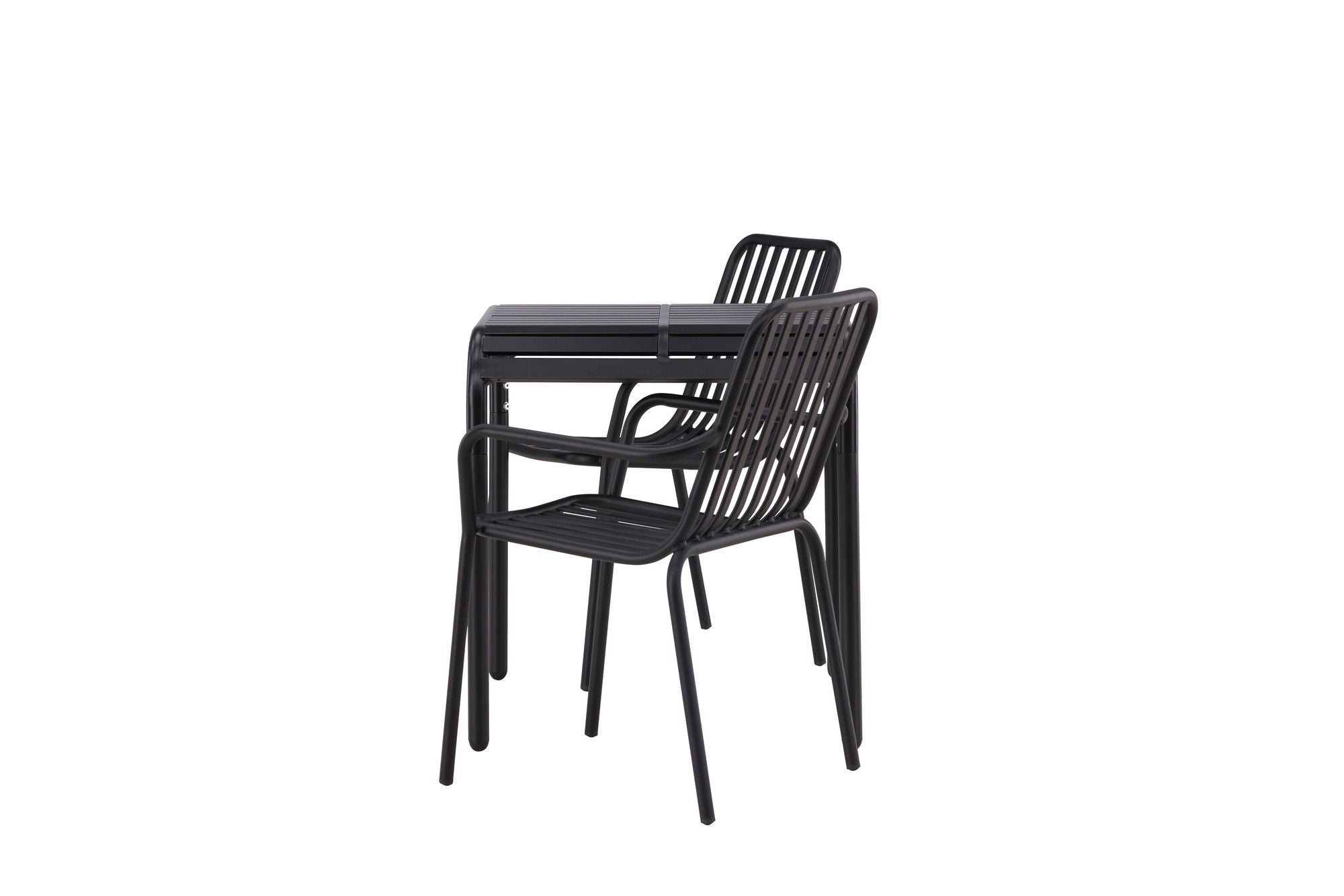 Venture Home Borneo Cafebord Aluminium - Black / Kvadrat 70*70* +Peking Diningchair Aluminium - Black / _2