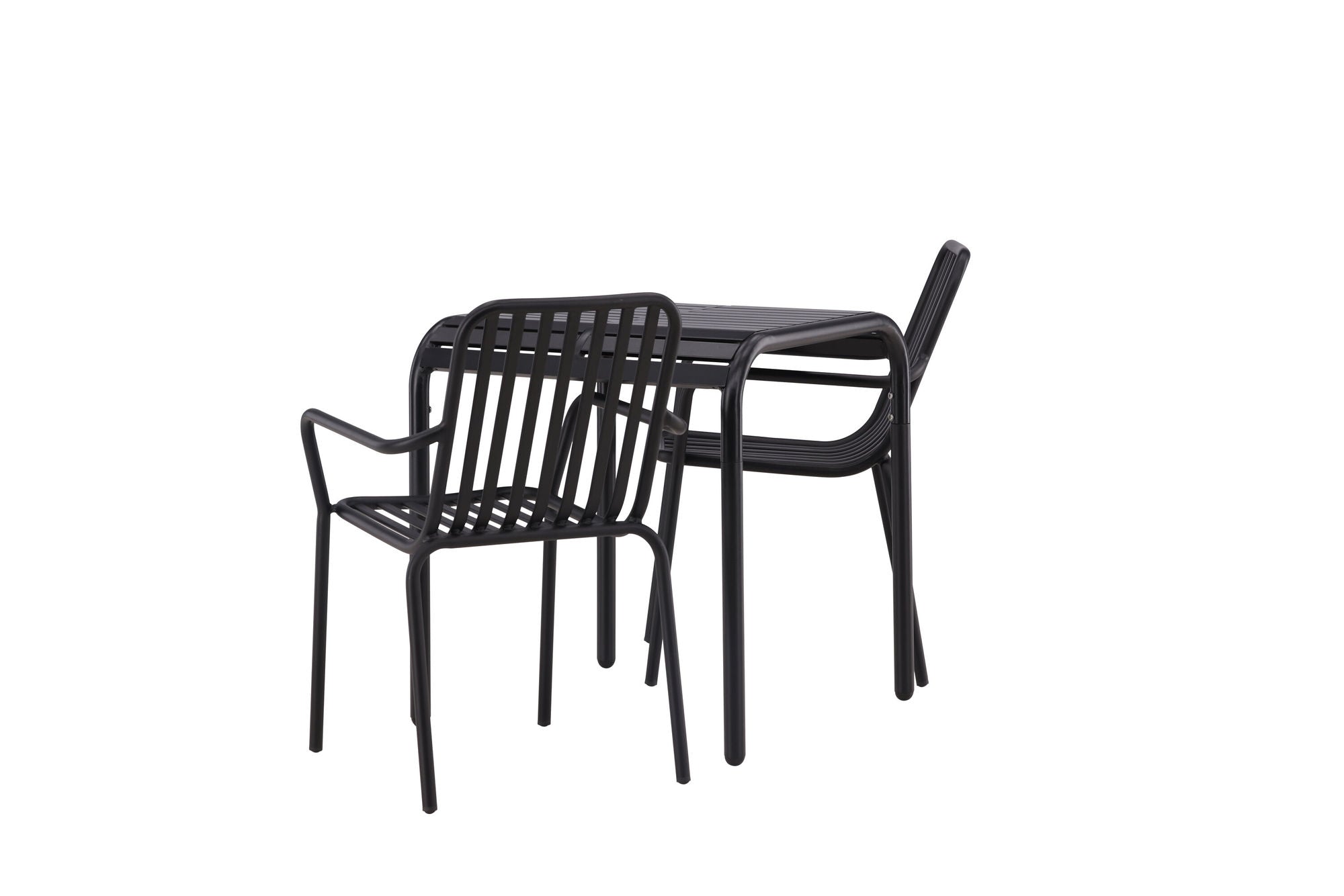 Venture Home Borneo Cafebord Aluminium - Black / Kvadrat 70*70* +Peking Diningchair Aluminium - Black / _2