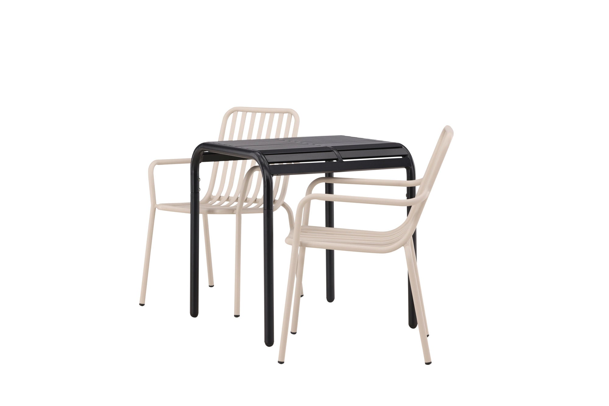 Venture Home Borneo Cafebord Aluminium - Black / Kvadrat 70*70* +Peking Diningchair Aluminium - Beige / _2