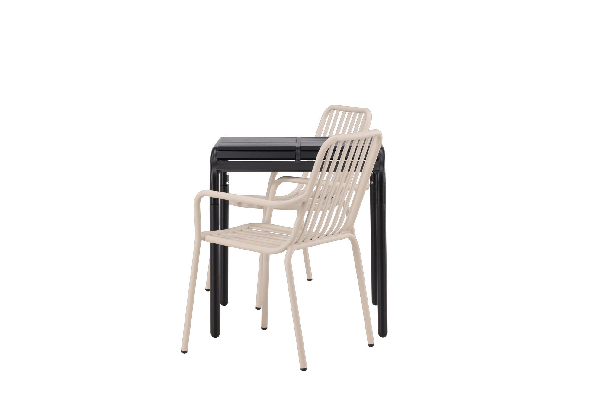 Venture Home Borneo Cafebord Aluminium - Black / Kvadrat 70*70* +Peking Diningchair Aluminium - Beige / _2