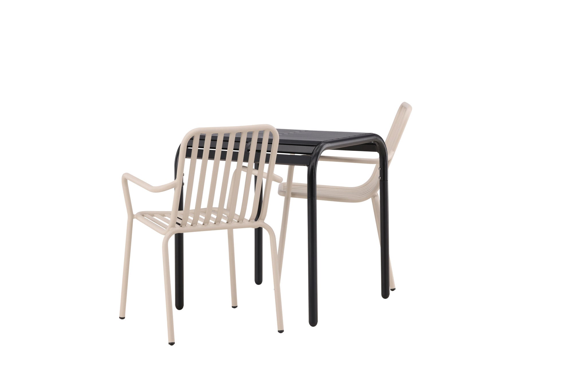 Venture Home Borneo Cafebord Aluminium - Black / Kvadrat 70*70* +Peking Diningchair Aluminium - Beige / _2