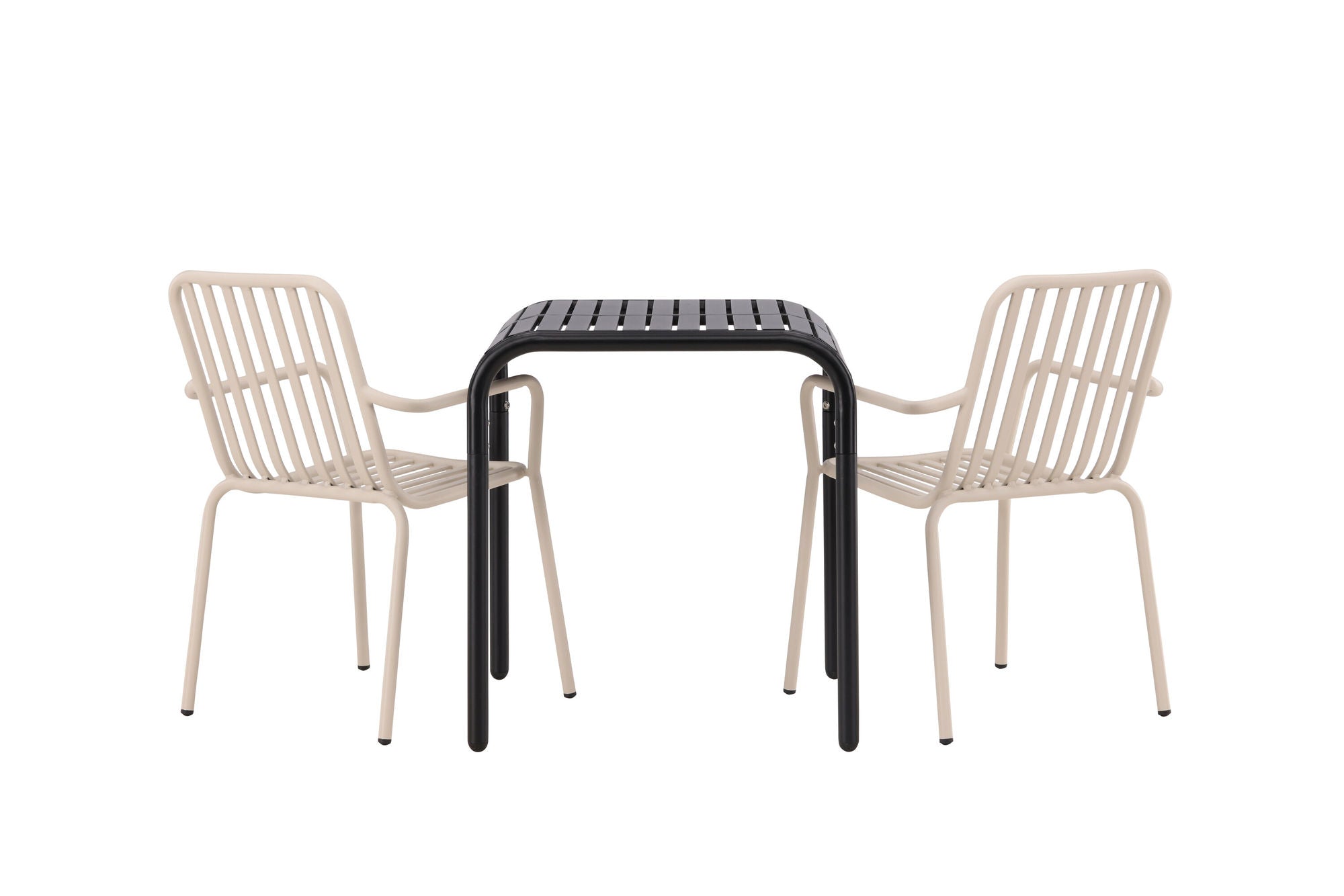 Venture Home Borneo Cafebord Aluminium - Black / Kvadrat 70*70* +Peking Diningchair Aluminium - Beige / _2