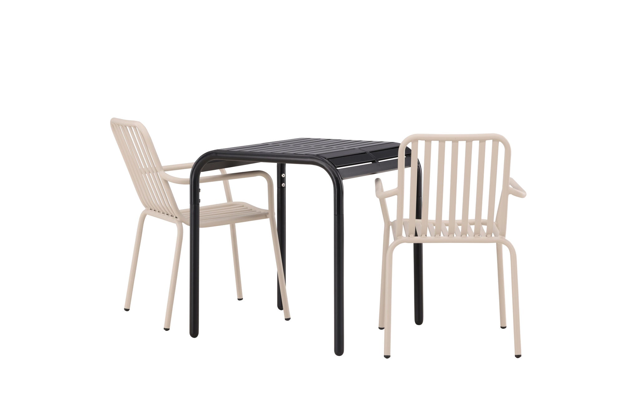 Venture Home Borneo Cafebord Aluminium - Black / Kvadrat 70*70* +Peking Diningchair Aluminium - Beige / _2