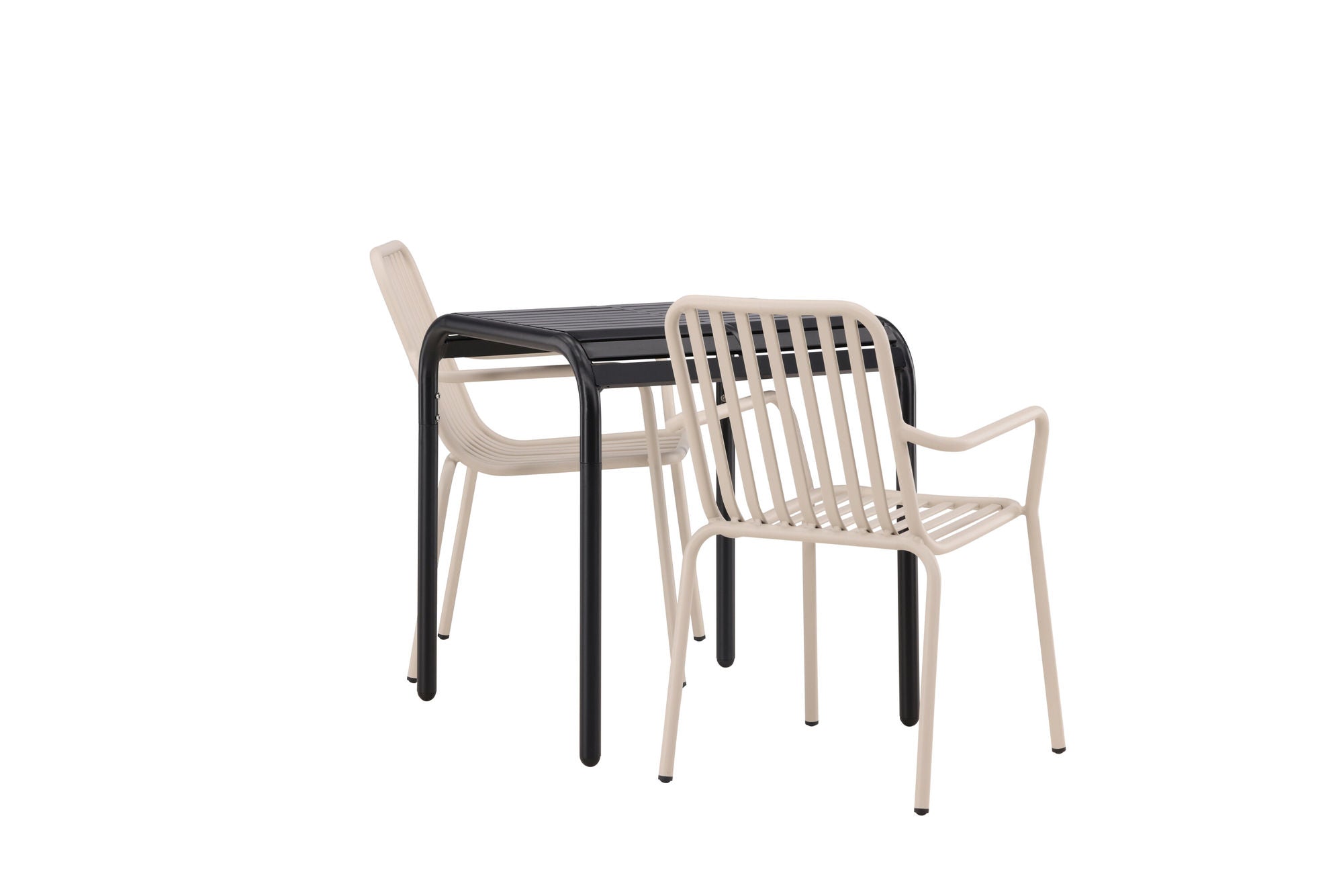 Venture Home Borneo Cafebord Aluminium - Black / Kvadrat 70*70* +Peking Diningchair Aluminium - Beige / _2