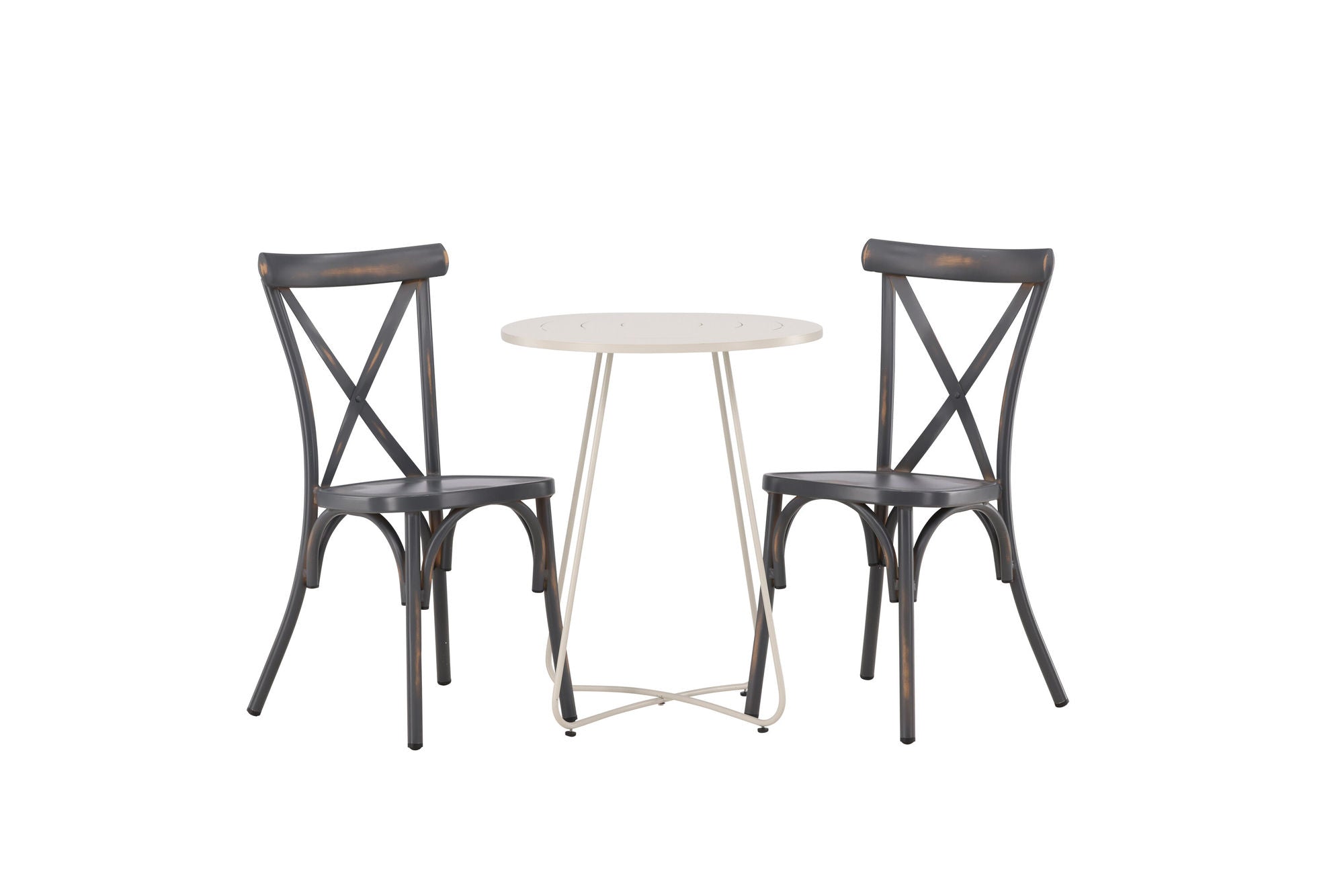 Venture Home Bacong Cafebord Steel - Beige / rund ø60** +Tablas Diningchair Aluminium - Black / _2