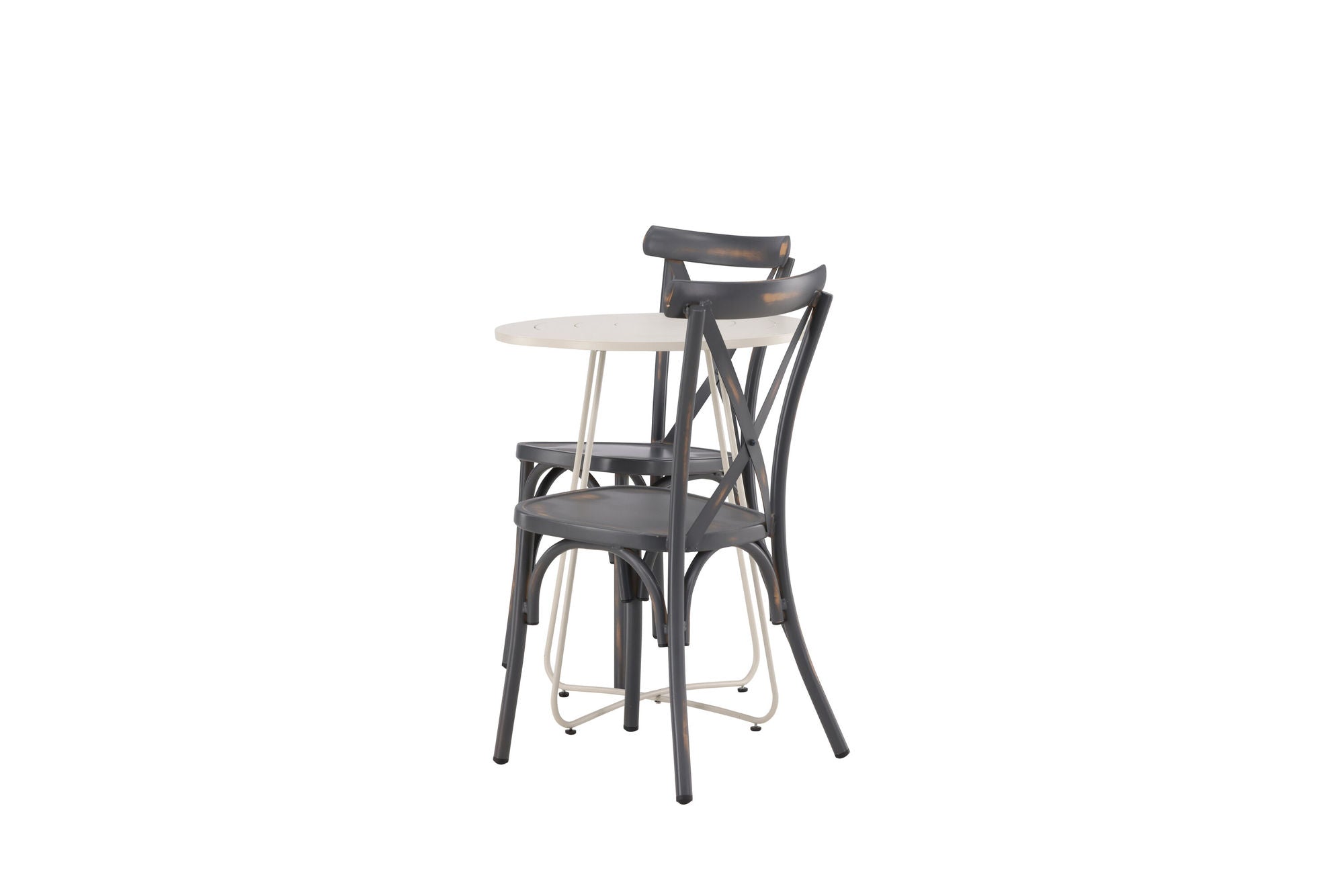 Venture Home Bacong Cafebord Steel - Beige / rund ø60** +Tablas Diningchair Aluminium - Black / _2