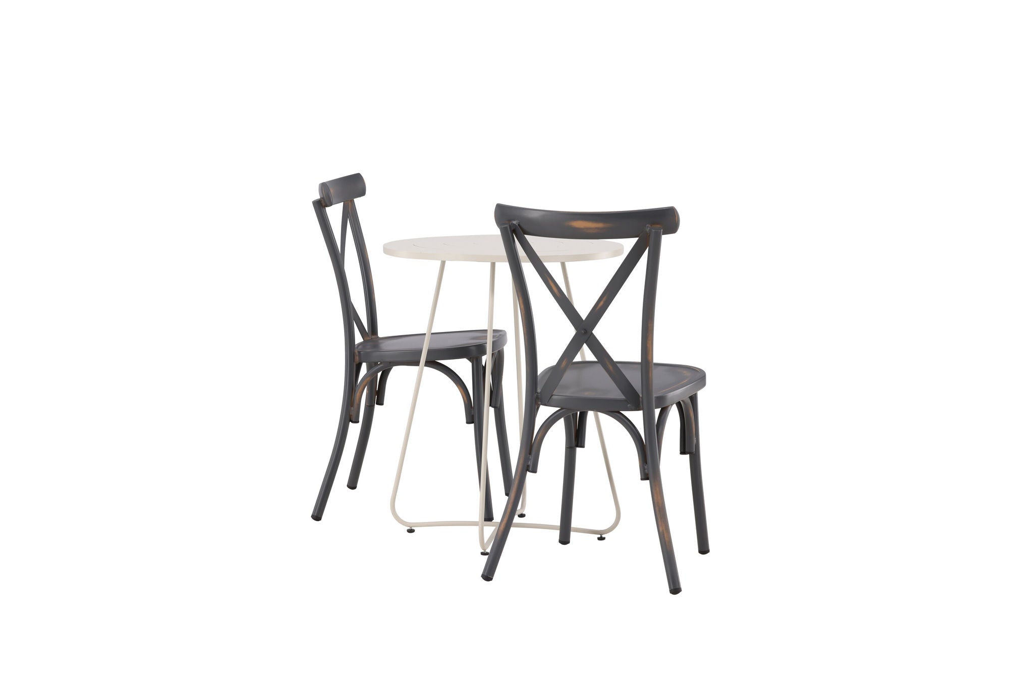 Venture Home Bacong Cafebord Steel - Beige / rund ø60** +Tablas Diningchair Aluminium - Black / _2