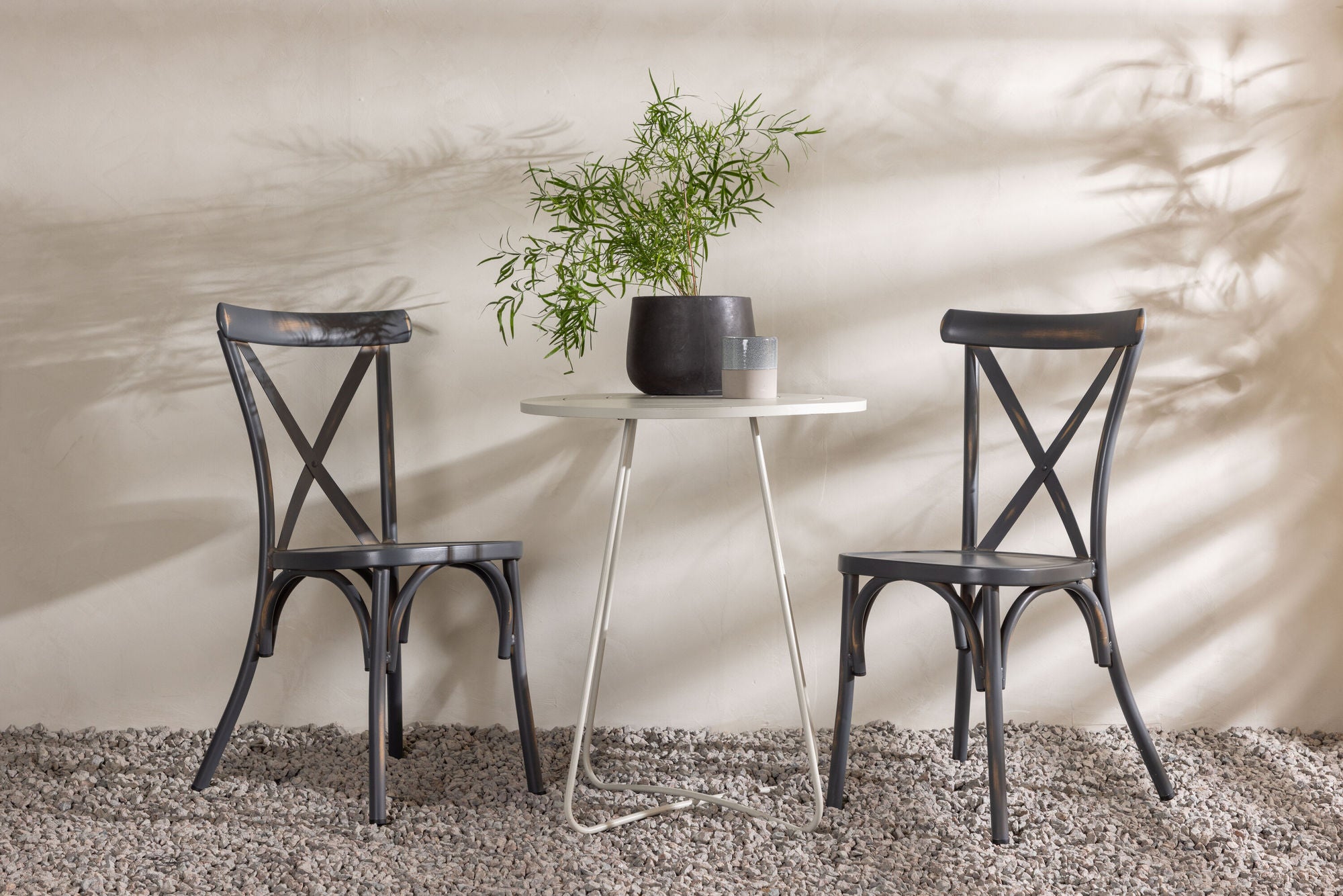 Venture Home Bacong Cafebord Steel - Beige / rund ø60** +Tablas Diningchair Aluminium - Black / _2