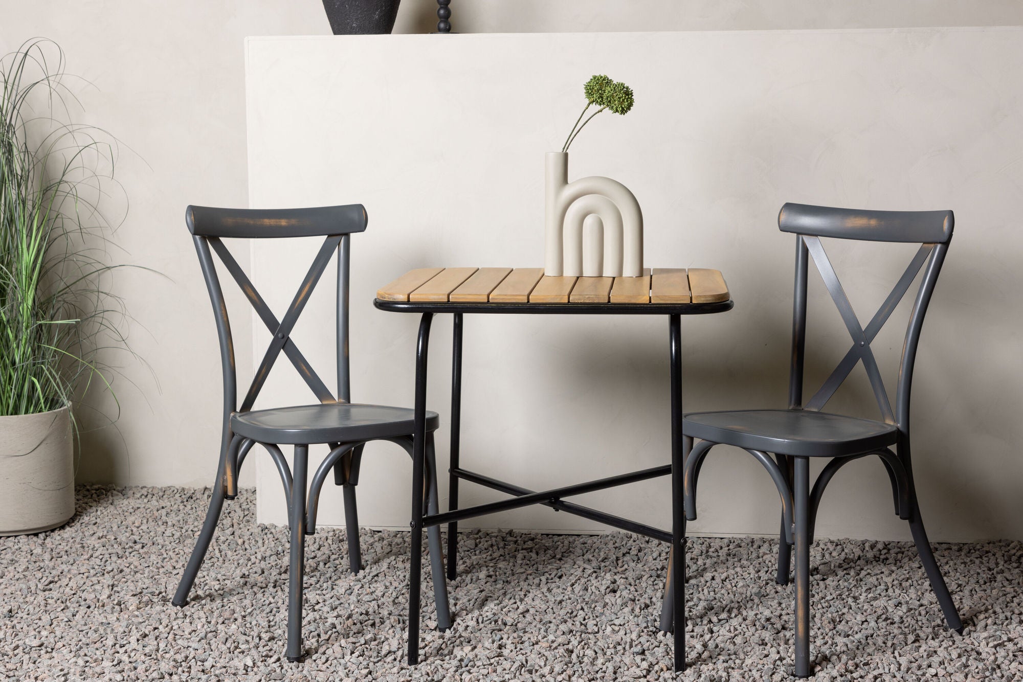 Venture Home Holmbeck Cafebord Steel - Black / Rectangular 55*70*74 +Tablas Diningchair Aluminium - Black / _2