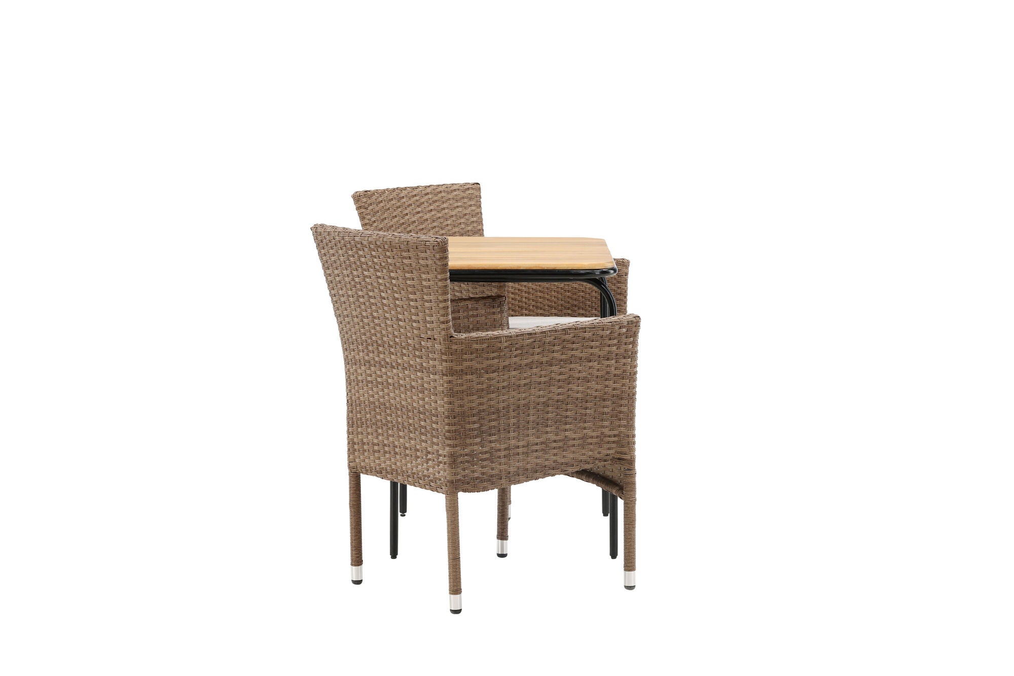 Venture Home Holmbeck Cafebord Steel - Black / Rectangular 55*70*74 +Malina Diningchair Alumnium - Nature / Wicker _2