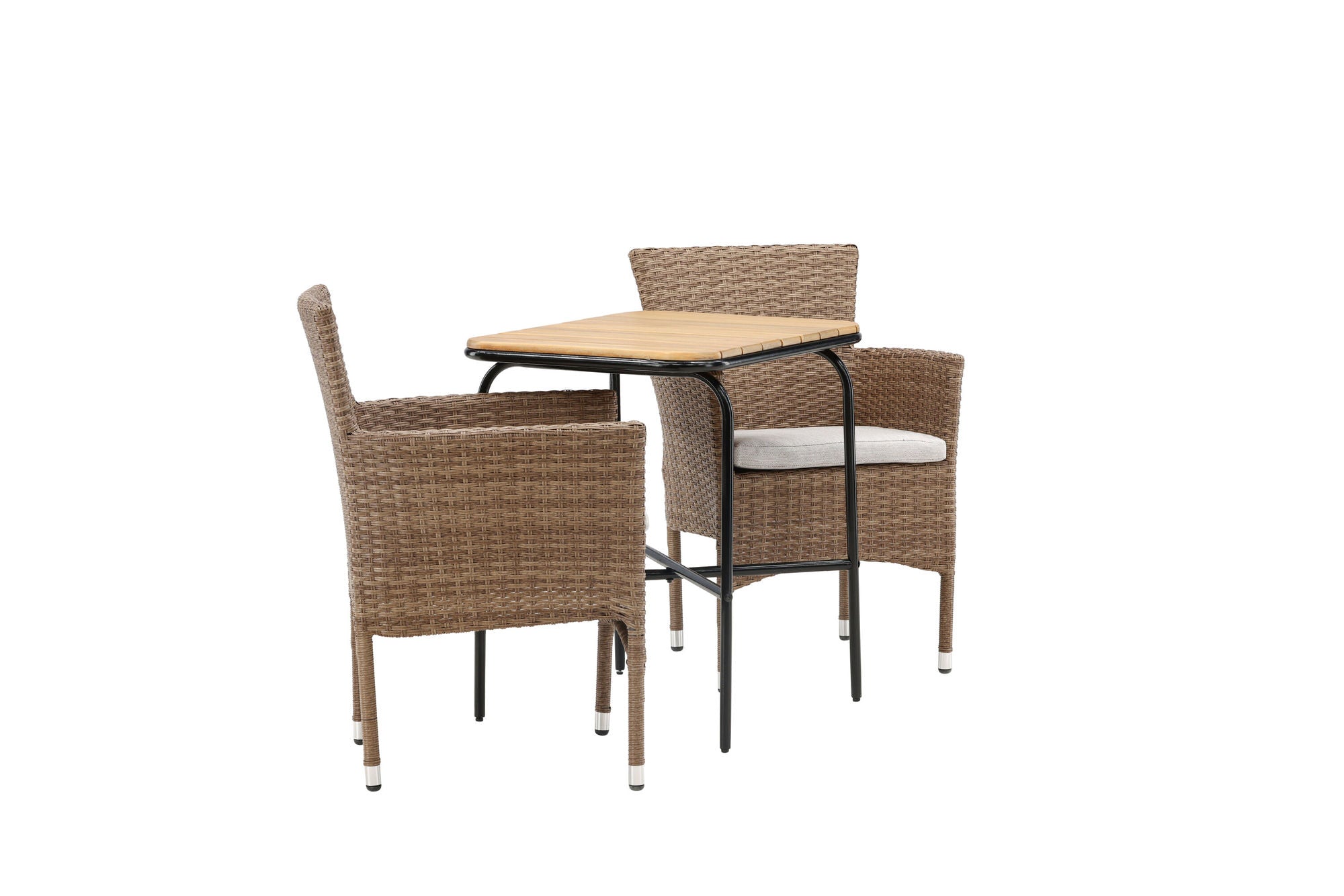Venture Home Holmbeck Cafebord Steel - Black / Rectangular 55*70*74 +Malina Diningchair Alumnium - Nature / Wicker _2