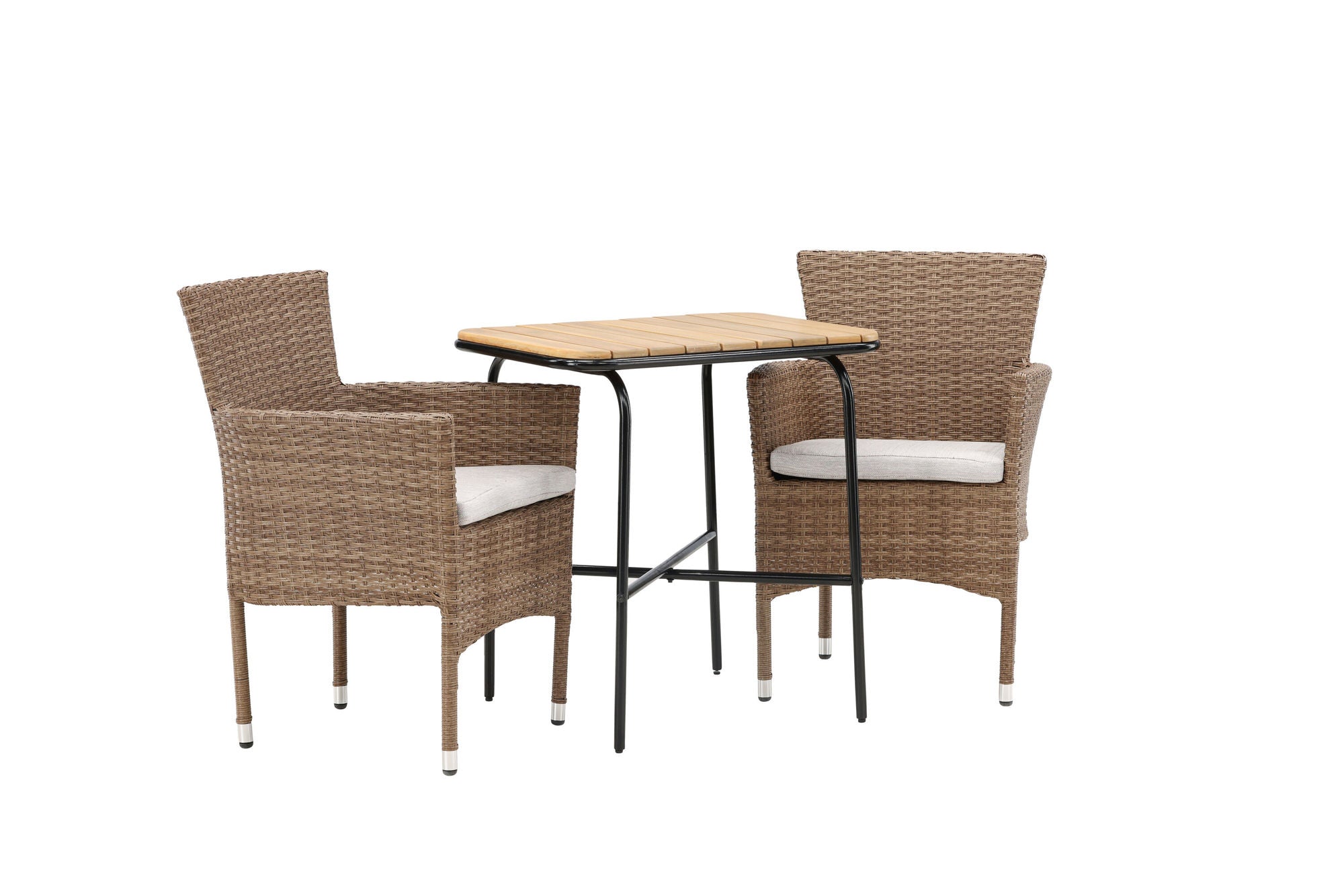 Venture Home Holmbeck Cafebord Steel - Black / Rectangular 55*70*74 +Malina Diningchair Alumnium - Nature / Wicker _2