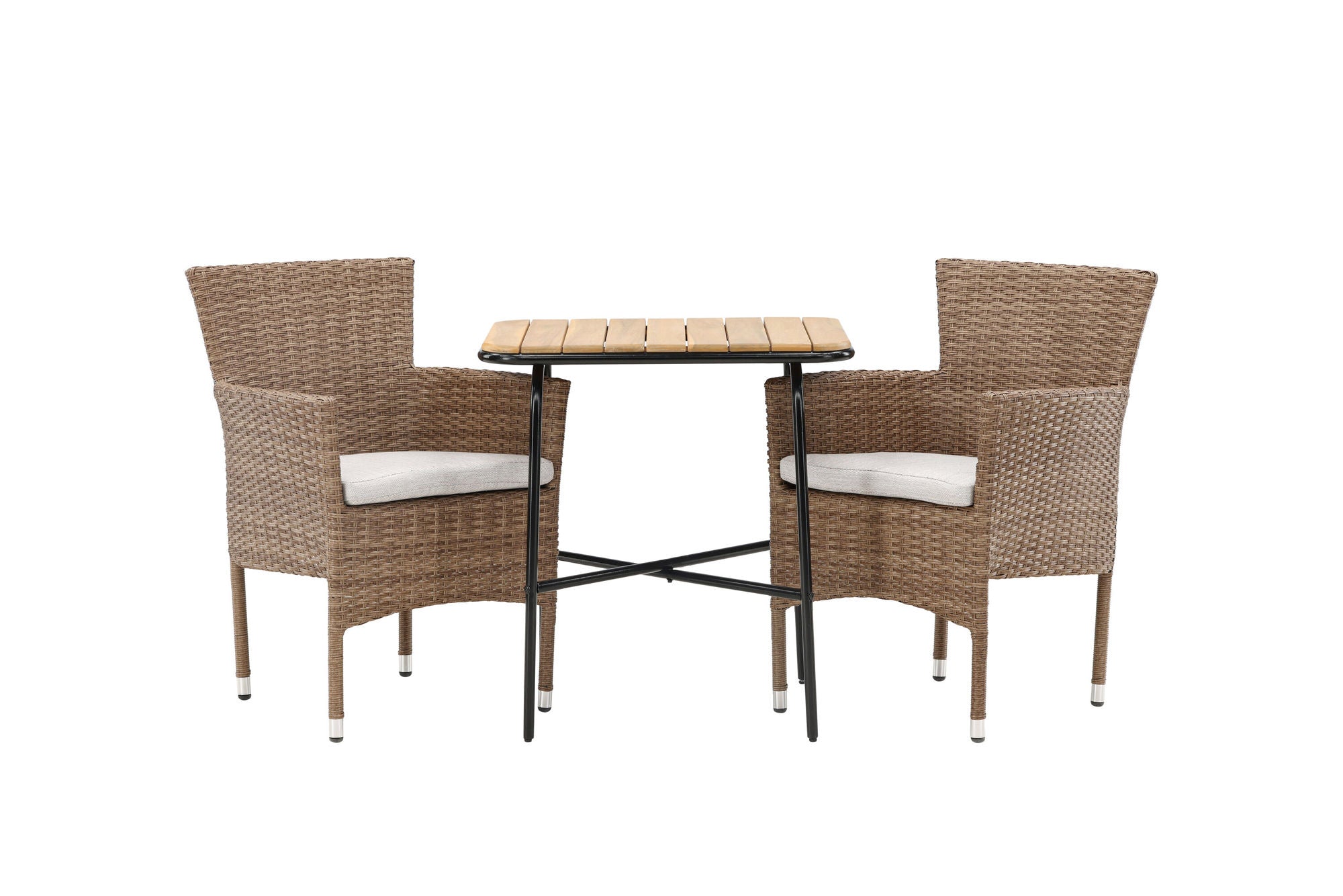 Venture Home Holmbeck Cafebord Steel - Black / Rectangular 55*70*74 +Malina Diningchair Alumnium - Nature / Wicker _2