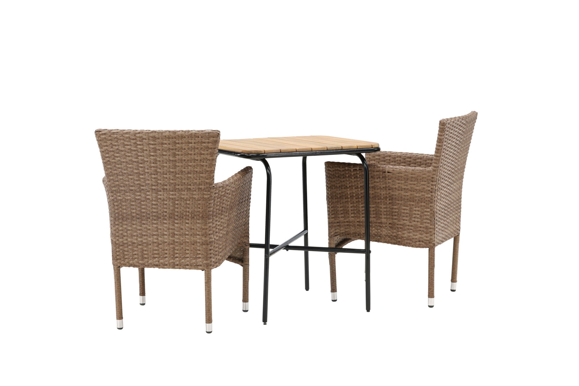 Venture Home Holmbeck Cafebord Steel - Black / Rectangular 55*70*74 +Malina Diningchair Alumnium - Nature / Wicker _2
