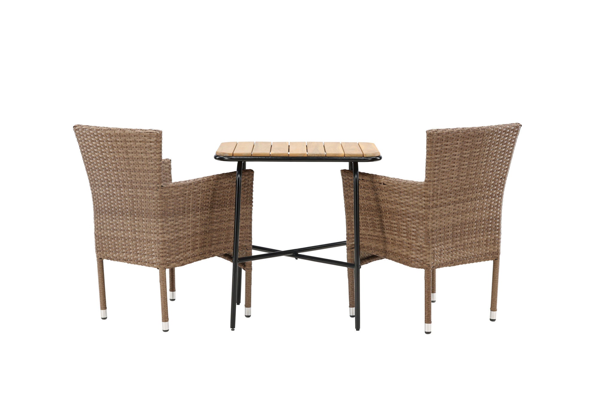 Venture Home Holmbeck Cafebord Steel - Black / Rectangular 55*70*74 +Malina Diningchair Alumnium - Nature / Wicker _2