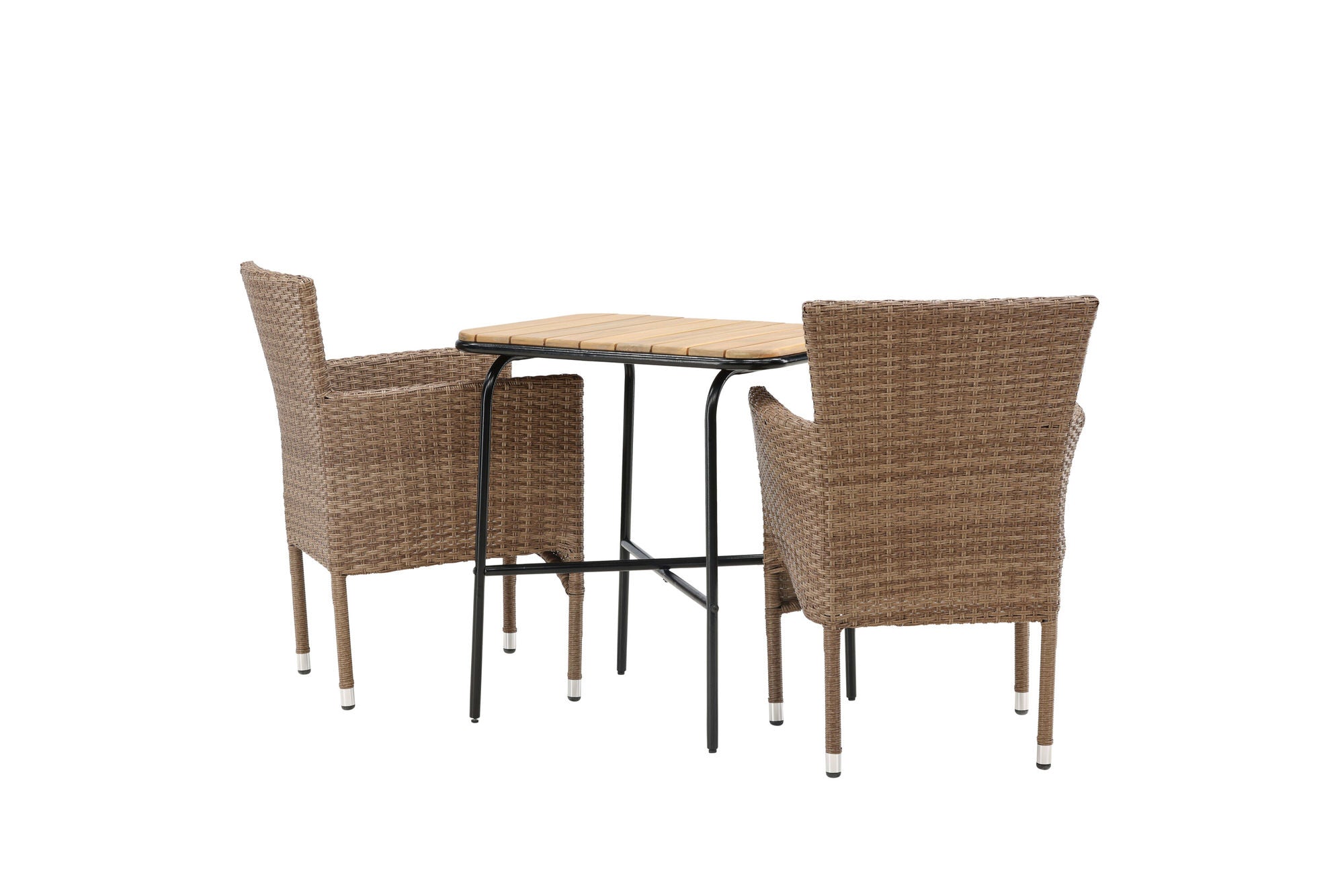 Venture Home Holmbeck Cafebord Steel - Black / Rectangular 55*70*74 +Malina Diningchair Alumnium - Nature / Wicker _2