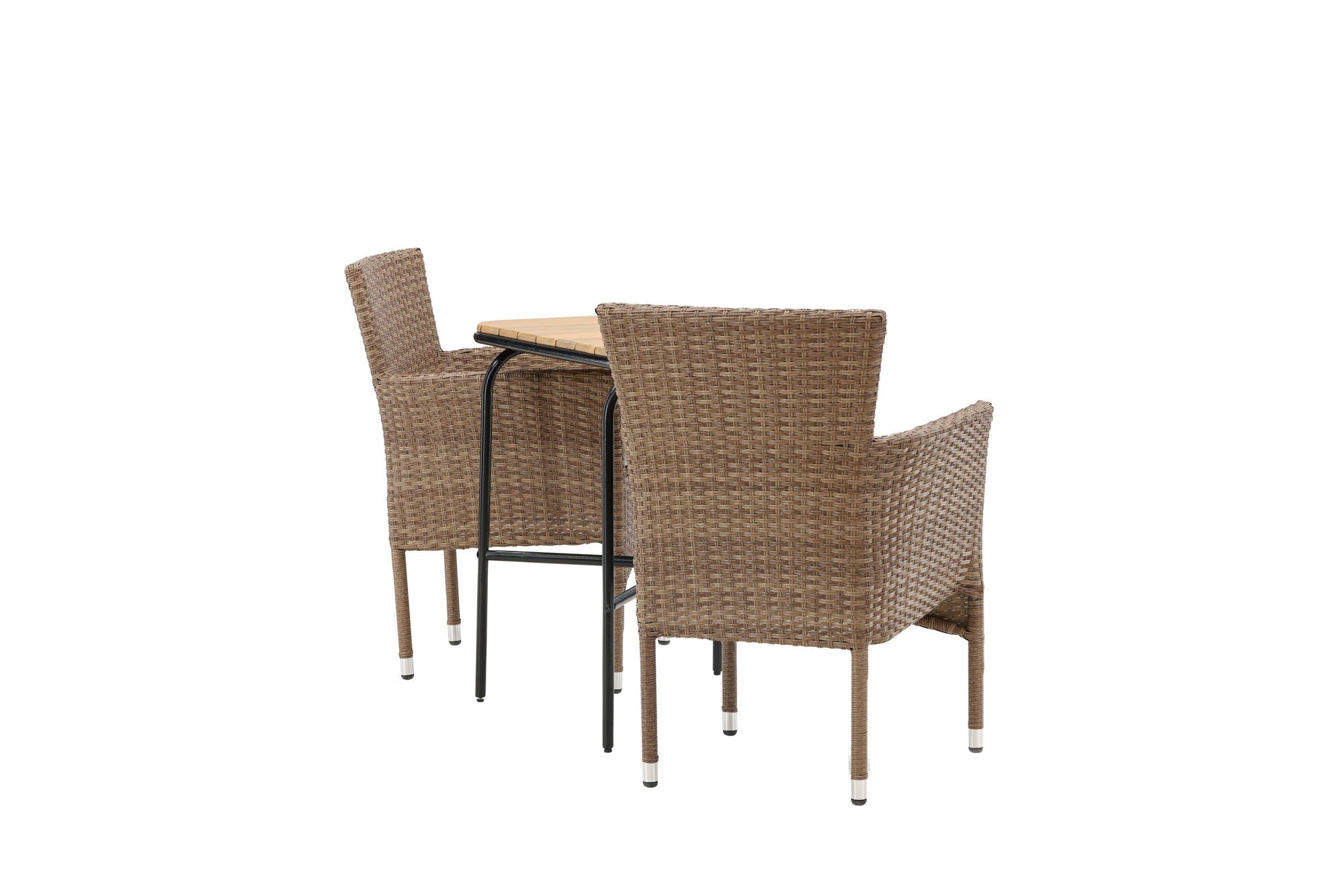 Venture Home Holmbeck Cafebord Steel - Black / Rectangular 55*70*74 +Malina Diningchair Alumnium - Nature / Wicker _2