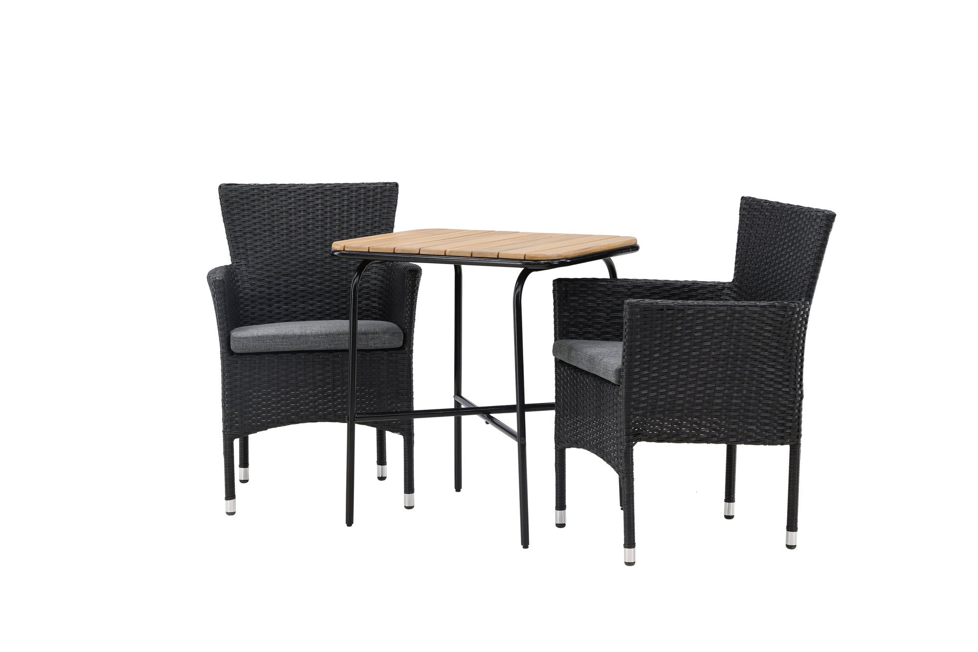 Venture Home Holmbeck Cafebord Steel - Black / Rectangular 55*70*74 +Malina Diningchair Alumnium - Black / Wicker _2