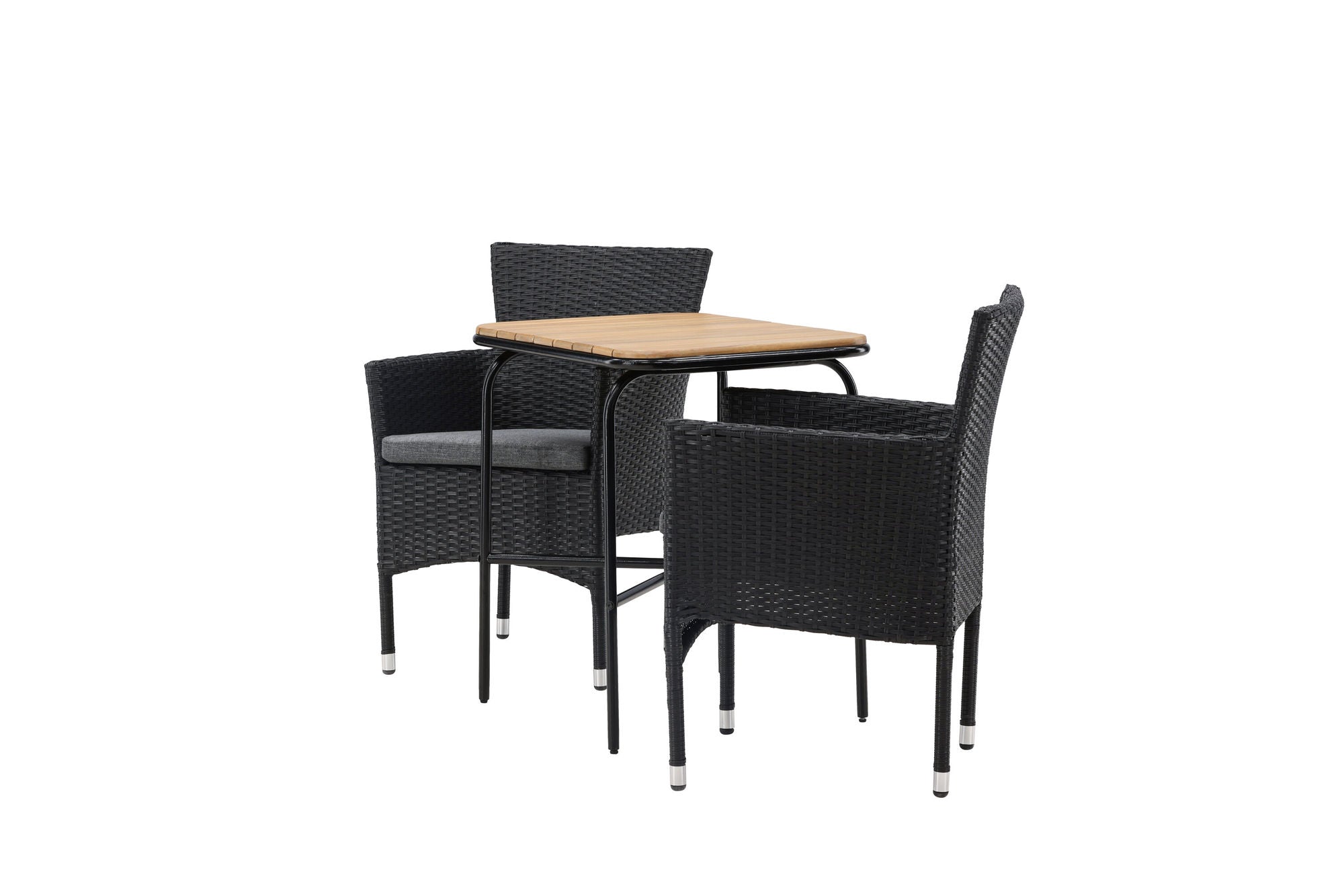 Venture Home Holmbeck Cafebord Steel - Black / Rectangular 55*70*74 +Malina Diningchair Alumnium - Black / Wicker _2