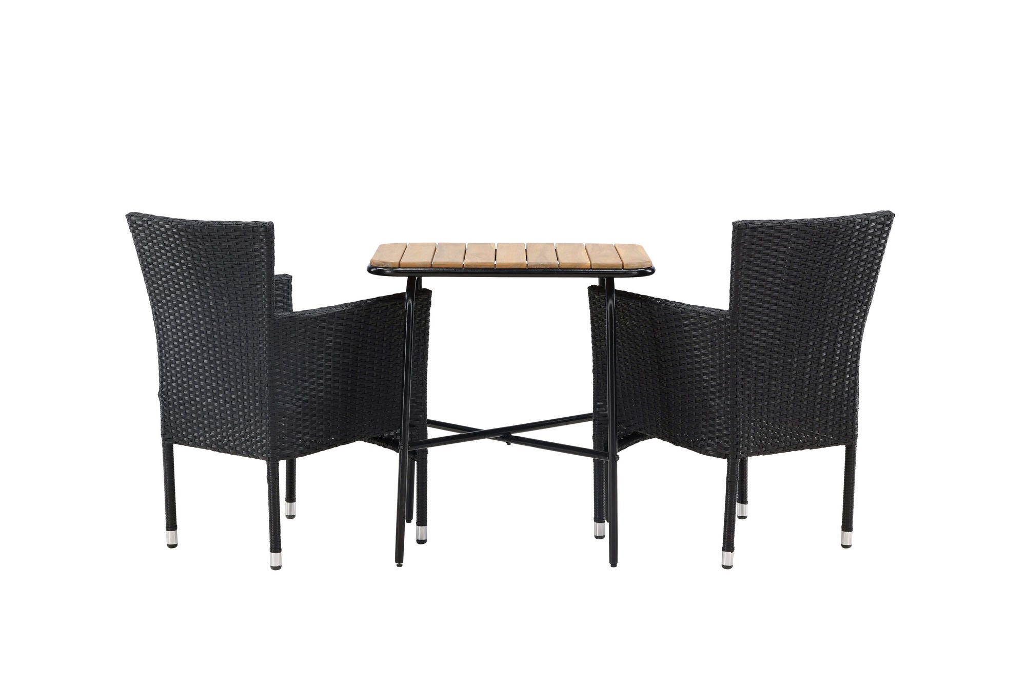 Venture Home Holmbeck Cafebord Steel - Black / Rectangular 55*70*74 +Malina Diningchair Alumnium - Black / Wicker _2
