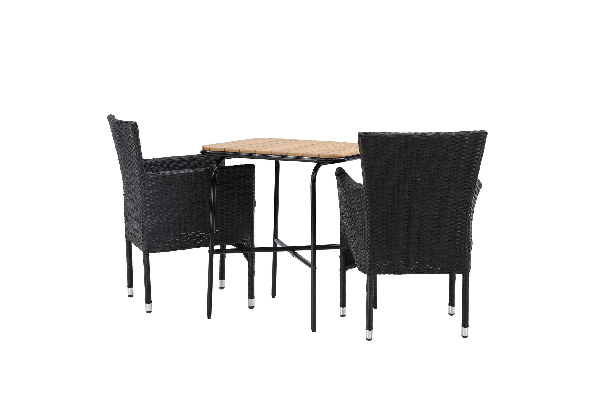 Venture Home Holmbeck Cafebord Steel - Black / Rectangular 55*70*74 +Malina Diningchair Alumnium - Black / Wicker _2