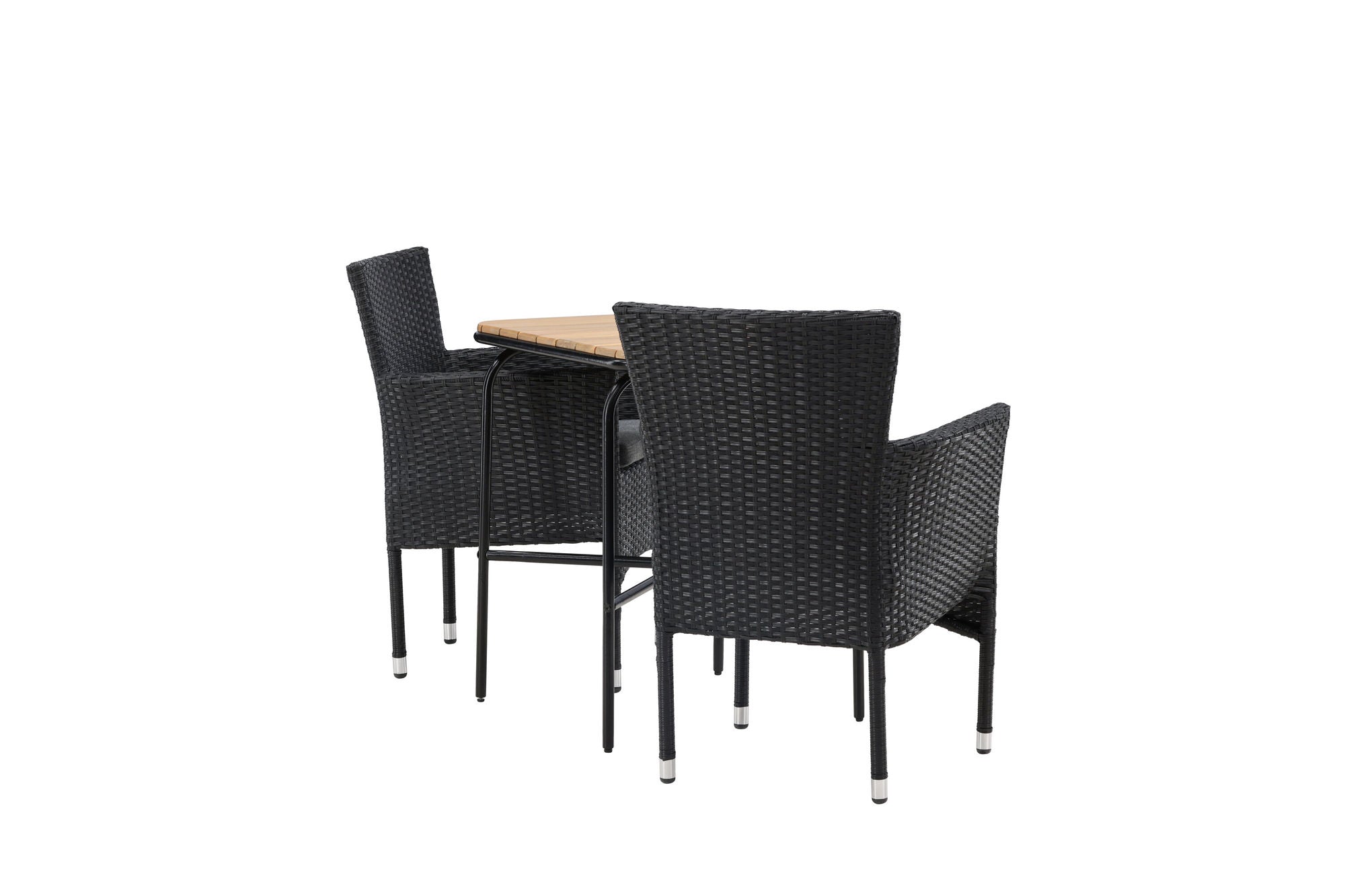 Venture Home Holmbeck Cafebord Steel - Black / Rectangular 55*70*74 +Malina Diningchair Alumnium - Black / Wicker _2
