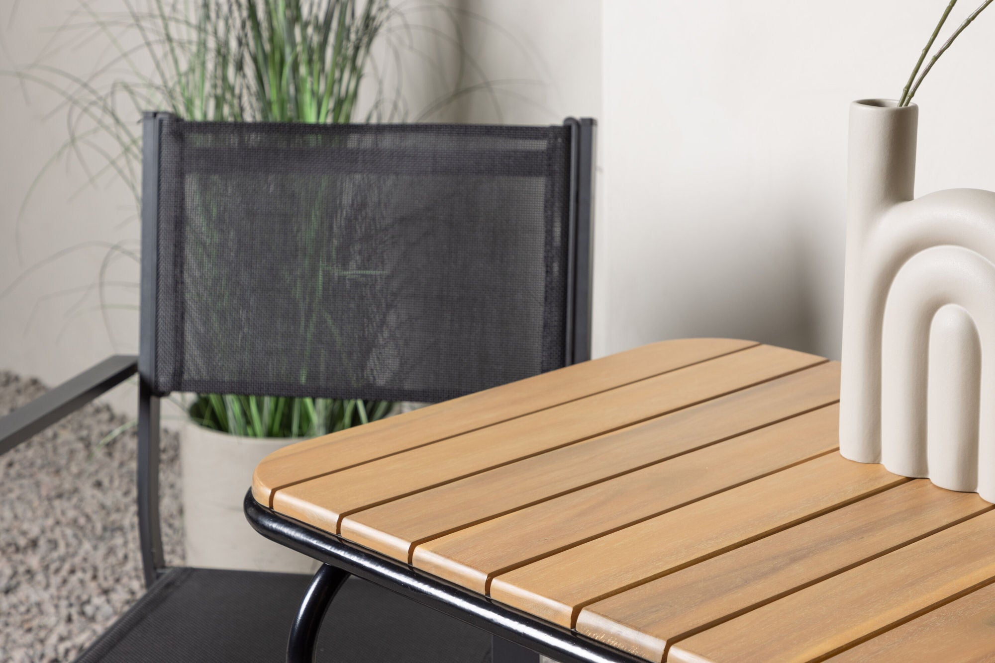 Venture Home Holmbeck Cafebord Steel - Black / Rectangular 55*70*74 +Copacabana Stacking stol - Black/Black - Ersätter 4131-408 _2