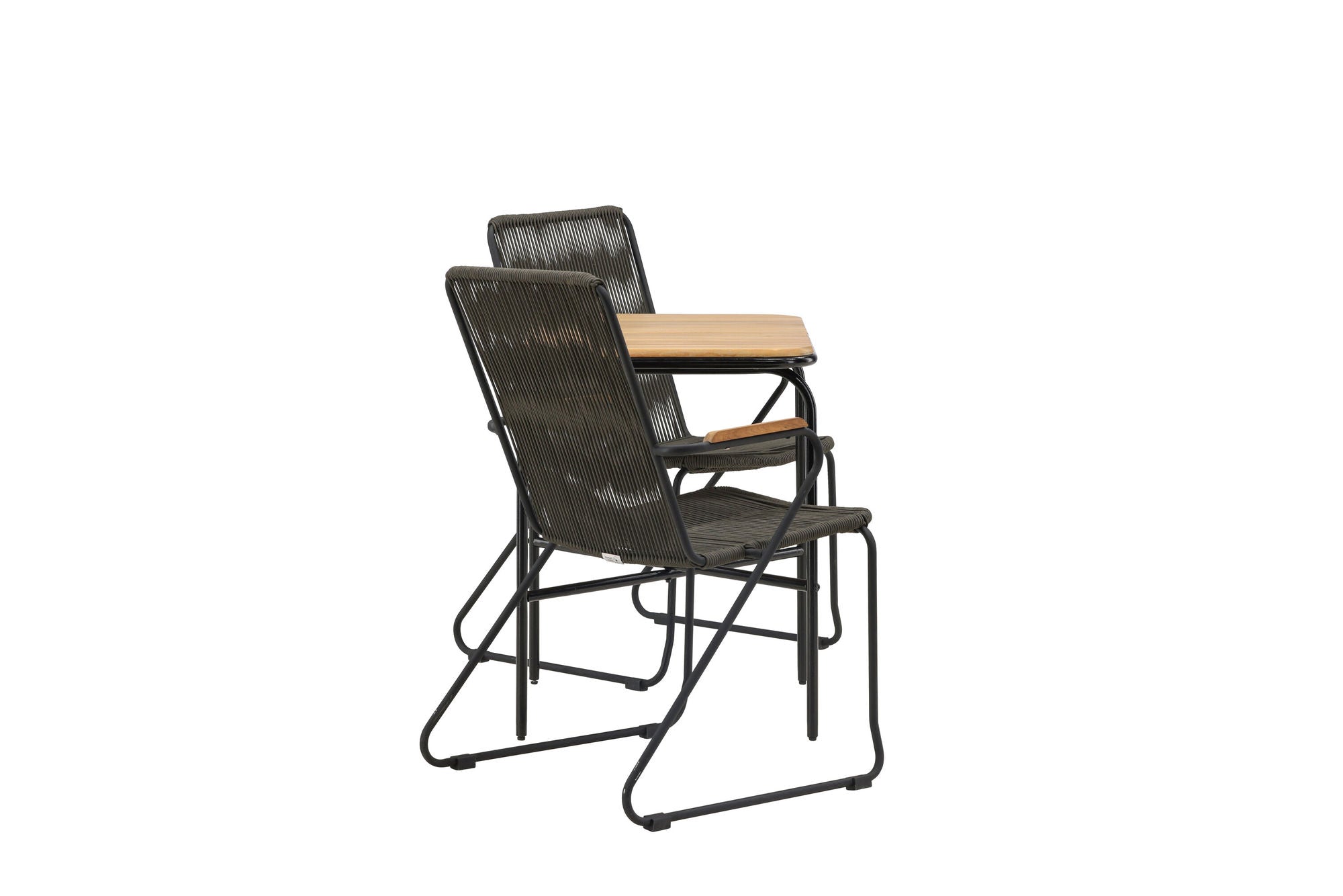 Venture Home Holmbeck Cafebord Steel - Black / Rectangular 55*70*74 +Bois Diningchair Steel - Black / Dark Grey Rope _2