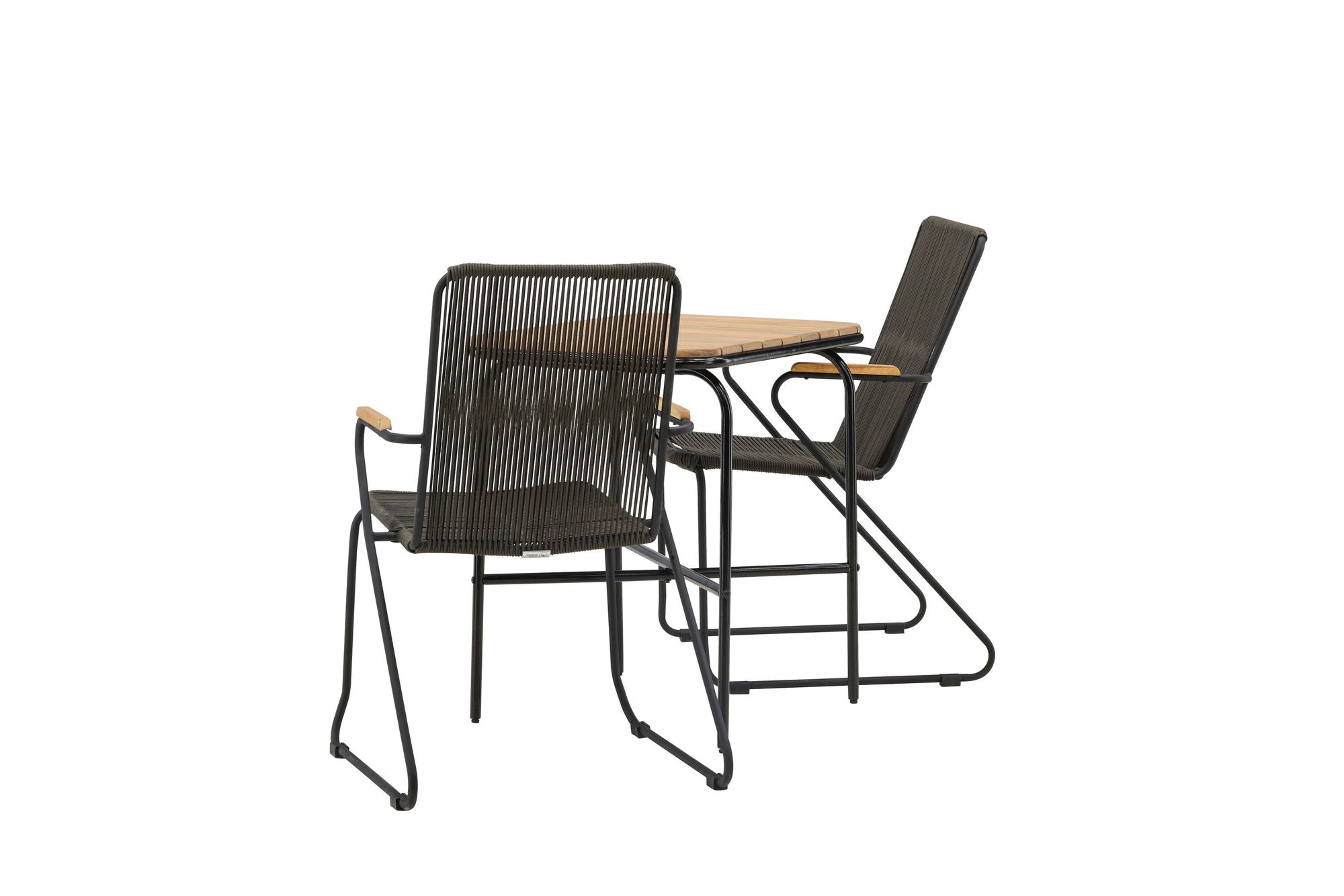 Venture Home Holmbeck Cafebord Steel - Black / Rectangular 55*70*74 +Bois Diningchair Steel - Black / Dark Grey Rope _2