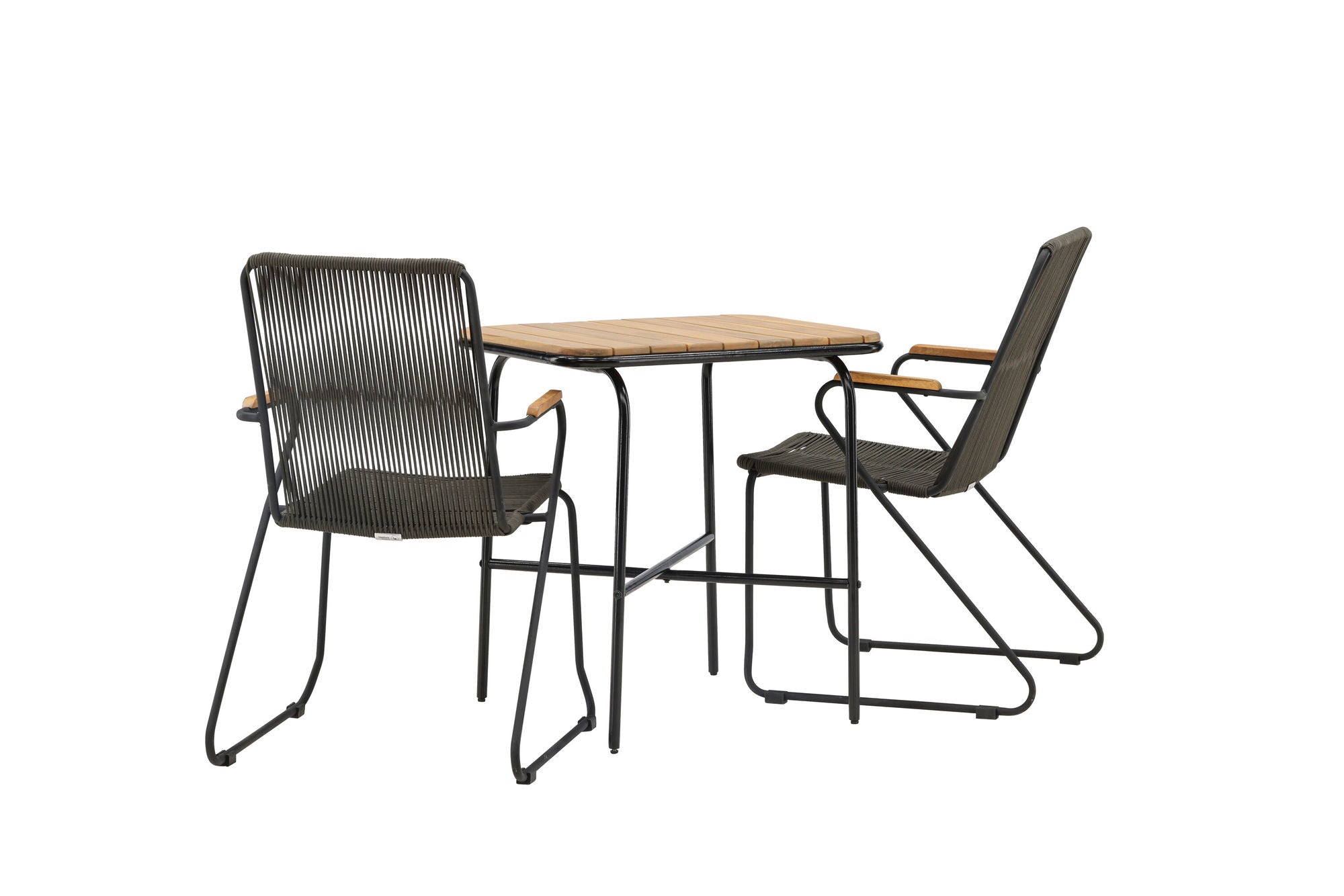Venture Home Holmbeck Cafebord Steel - Black / Rectangular 55*70*74 +Bois Diningchair Steel - Black / Dark Grey Rope _2