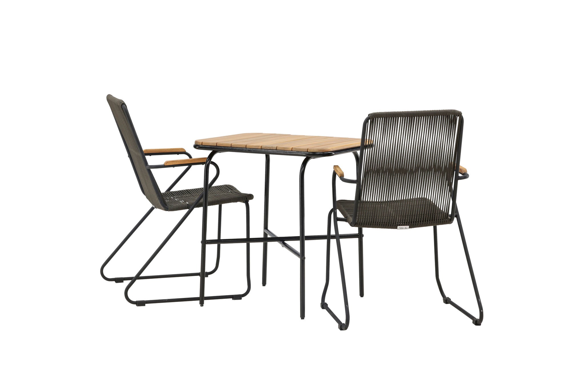 Venture Home Holmbeck Cafebord Steel - Black / Rectangular 55*70*74 +Bois Diningchair Steel - Black / Dark Grey Rope _2
