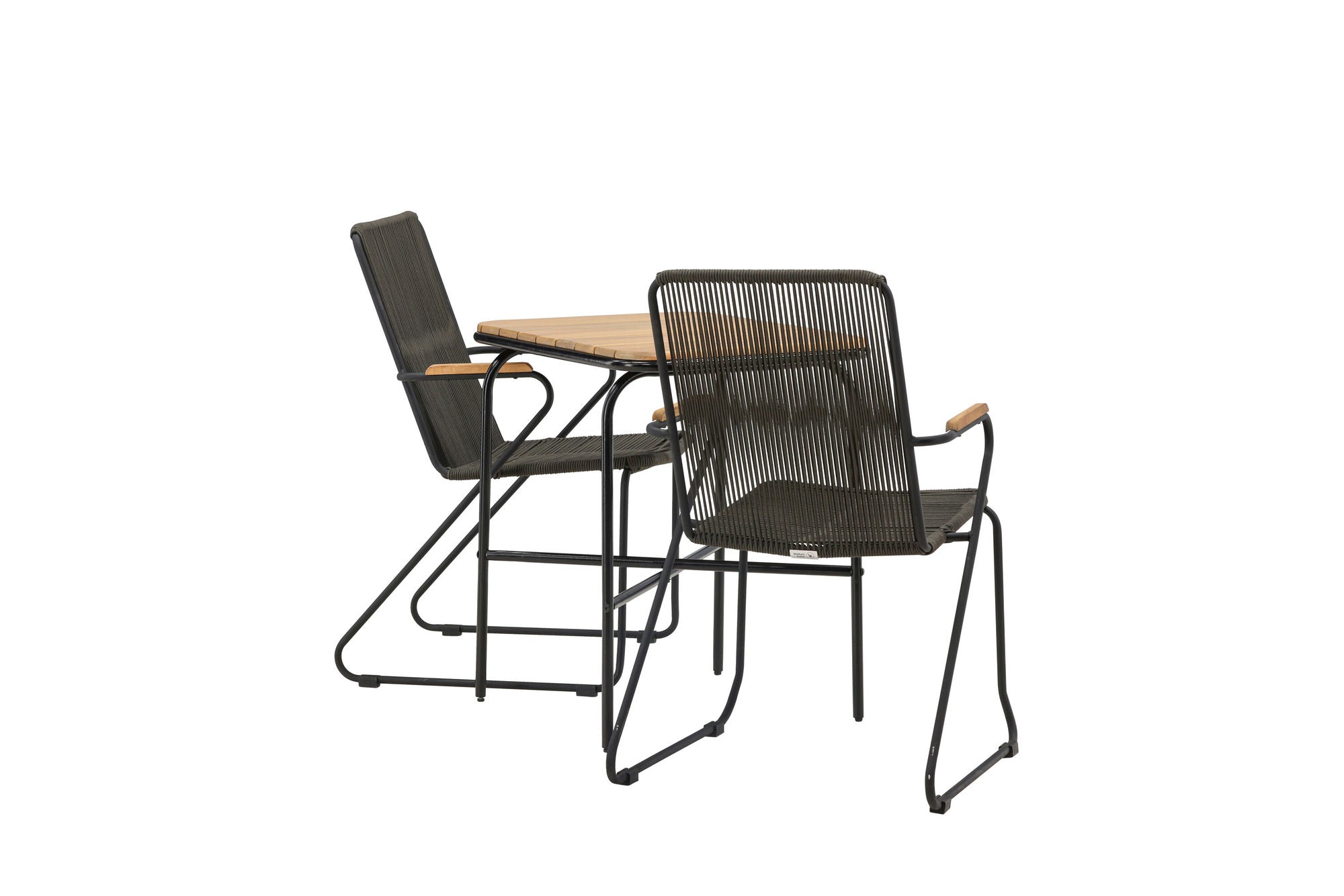 Venture Home Holmbeck Cafebord Steel - Black / Rectangular 55*70*74 +Bois Diningchair Steel - Black / Dark Grey Rope _2