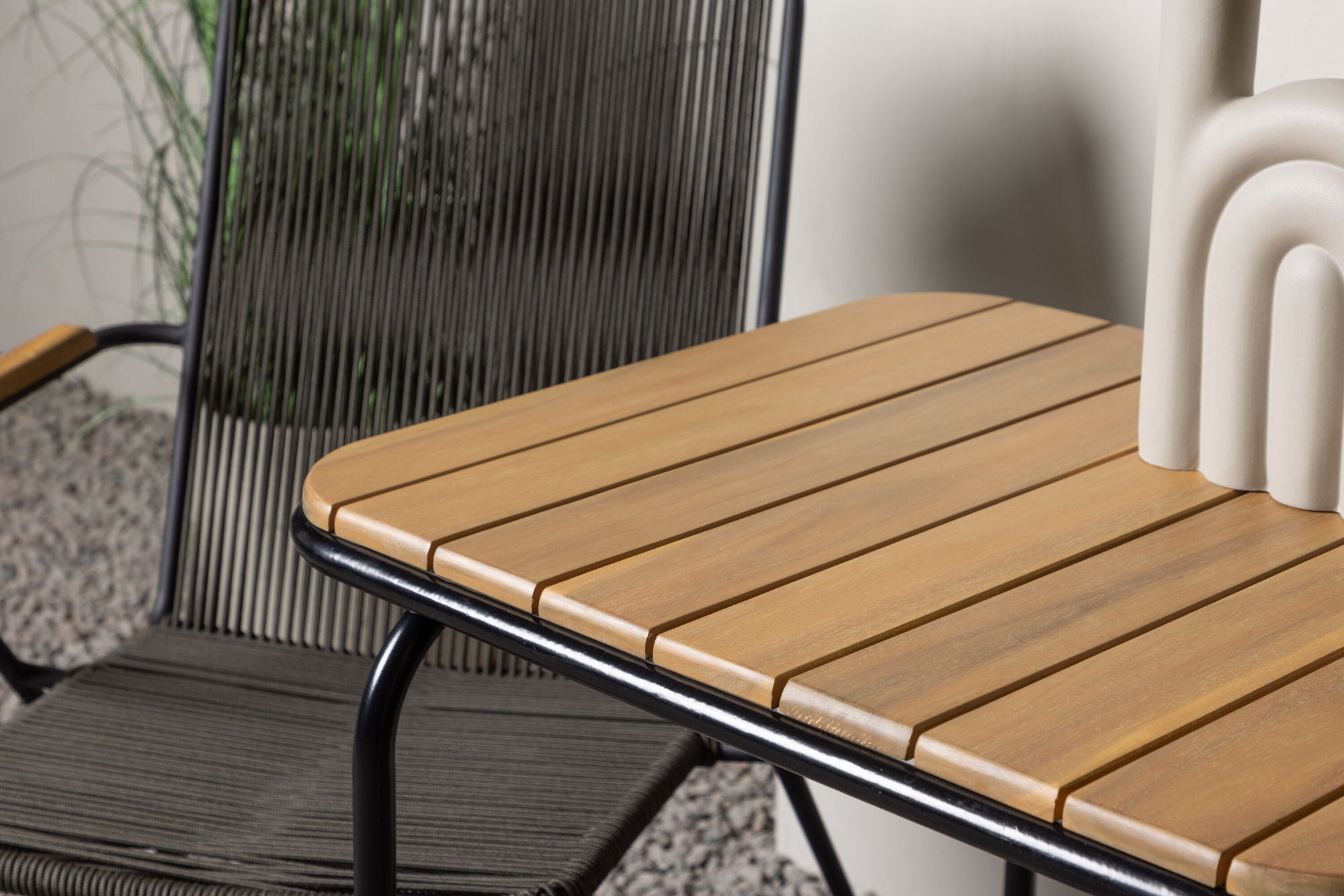 Venture Home Holmbeck Cafebord Steel - Black / Rectangular 55*70*74 +Bois Diningchair Steel - Black / Dark Grey Rope _2