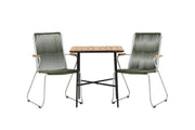 Venture Home Holmbeck Cafebord Steel - Black / Rectangular 55*70*74 +Bois Diningchair Steel - Silver / Green Rope _2