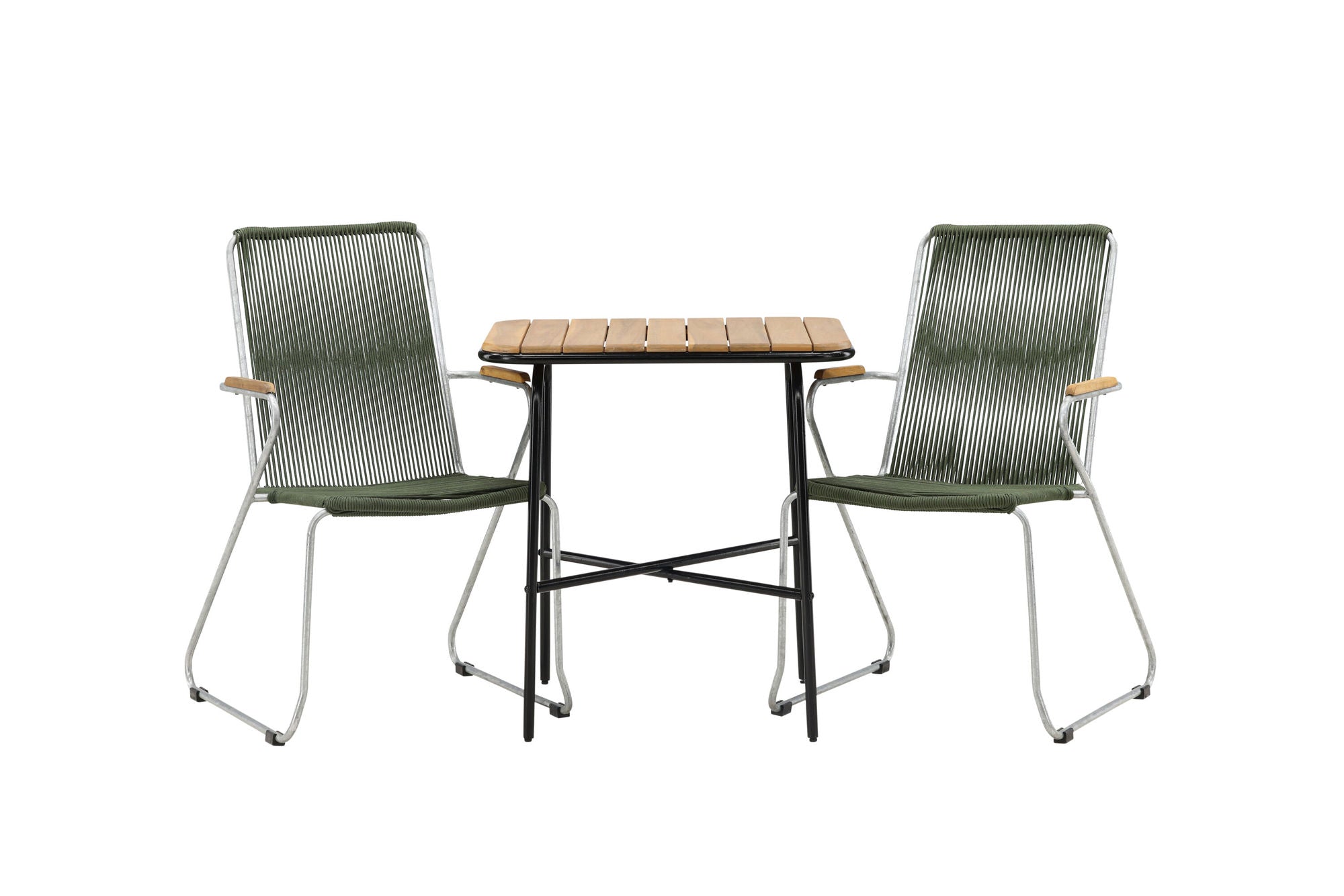 Venture Home Holmbeck Cafebord Steel - Black / Rectangular 55*70*74 +Bois Diningchair Steel - Silver / Green Rope _2