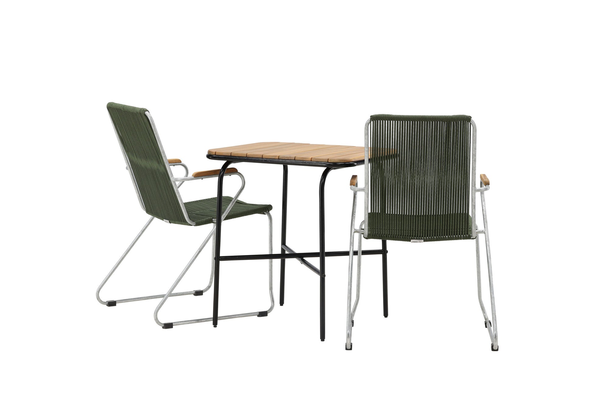 Venture Home Holmbeck Cafebord Steel - Black / Rectangular 55*70*74 +Bois Diningchair Steel - Silver / Green Rope _2