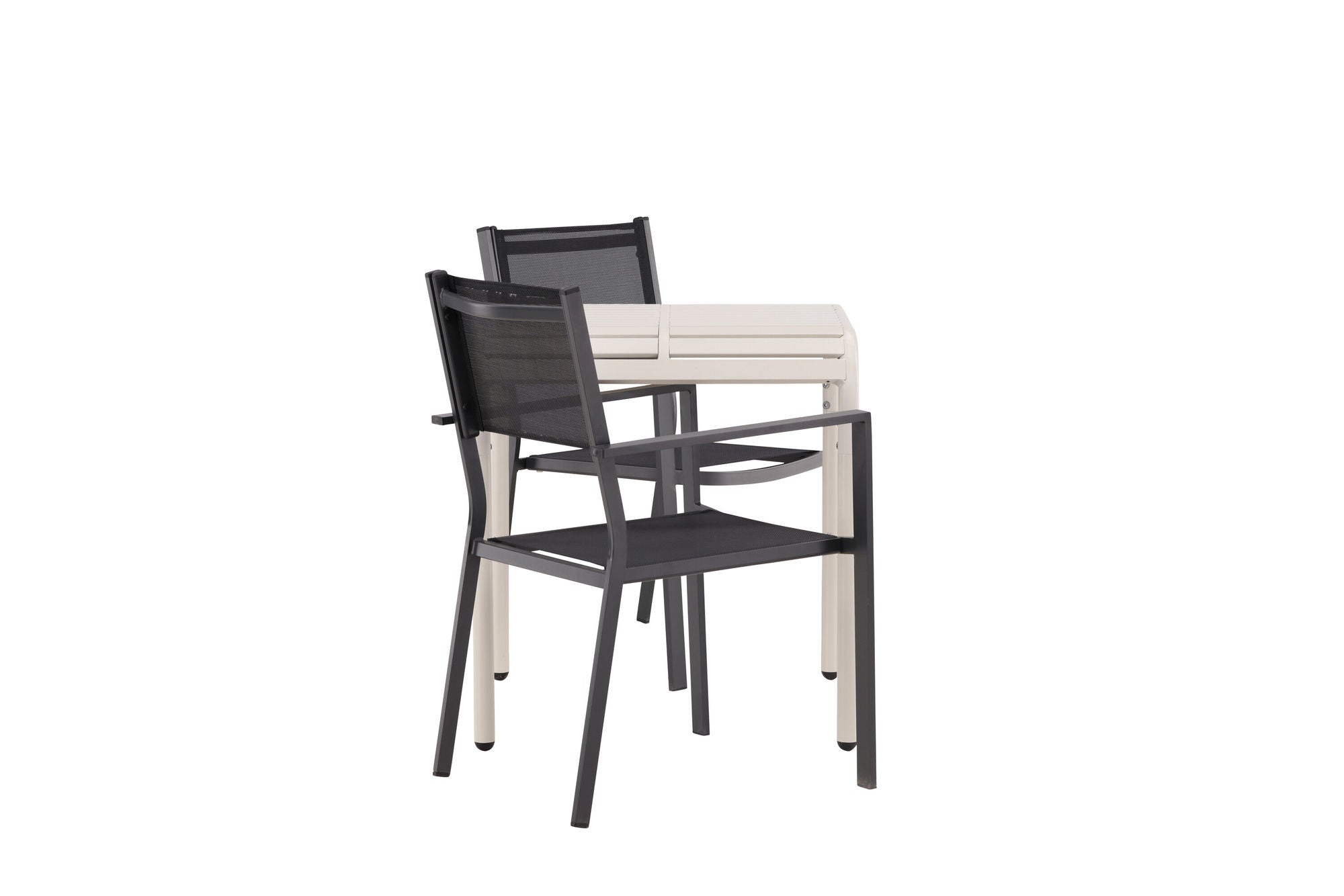 Venture Home Borneo Cafebord Aluminium - Beige / Kvadrat 70*70* +Copacabana Stacking stol - Black/Black - Ersätter 4131-408 _2