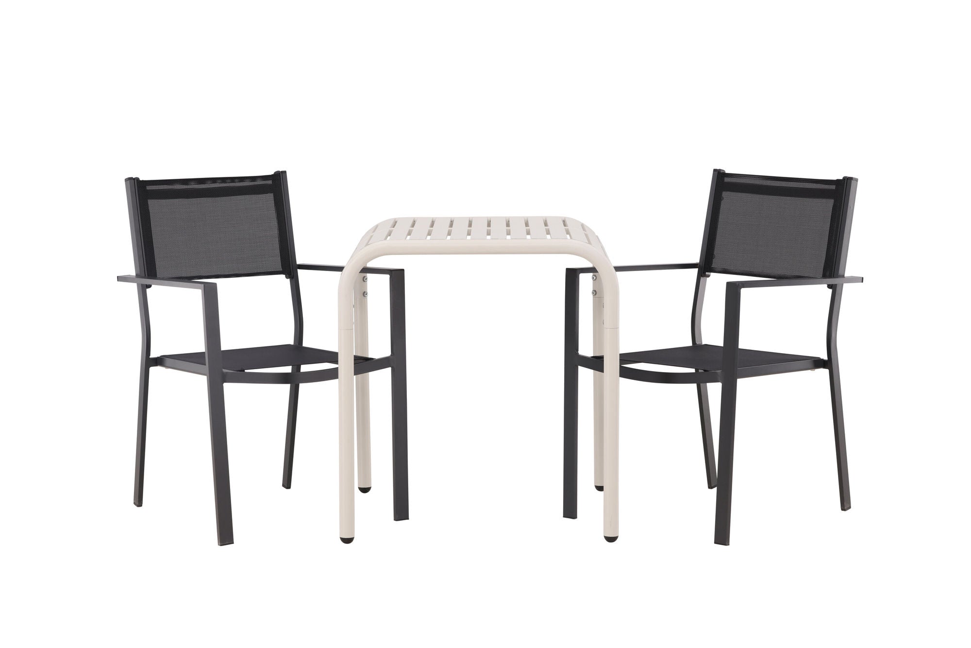 Venture Home Borneo Cafebord Aluminium - Beige / Kvadrat 70*70* +Copacabana Stacking stol - Black/Black - Ersätter 4131-408 _2