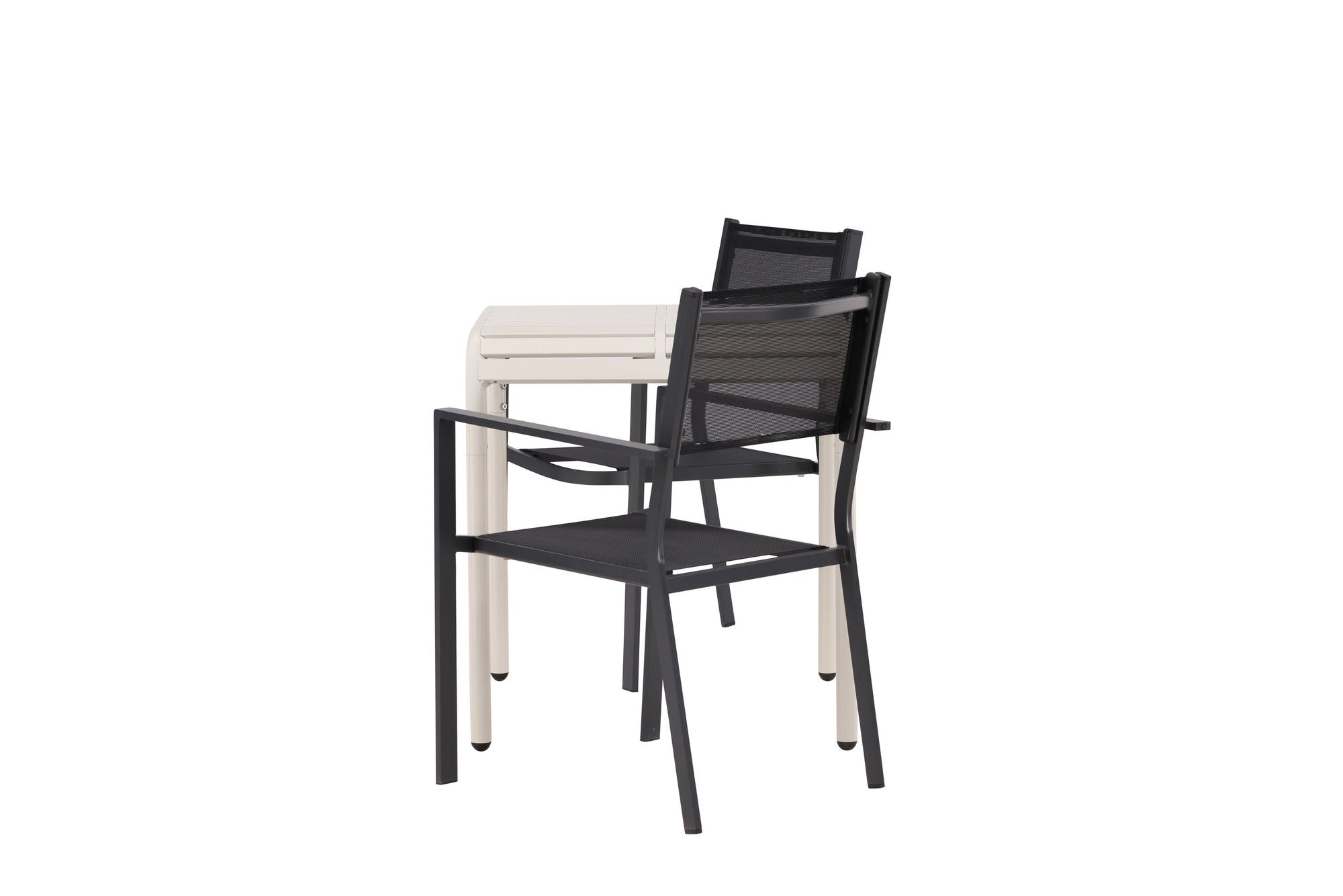 Venture Home Borneo Cafebord Aluminium - Beige / Kvadrat 70*70* +Copacabana Stacking stol - Black/Black - Ersätter 4131-408 _2