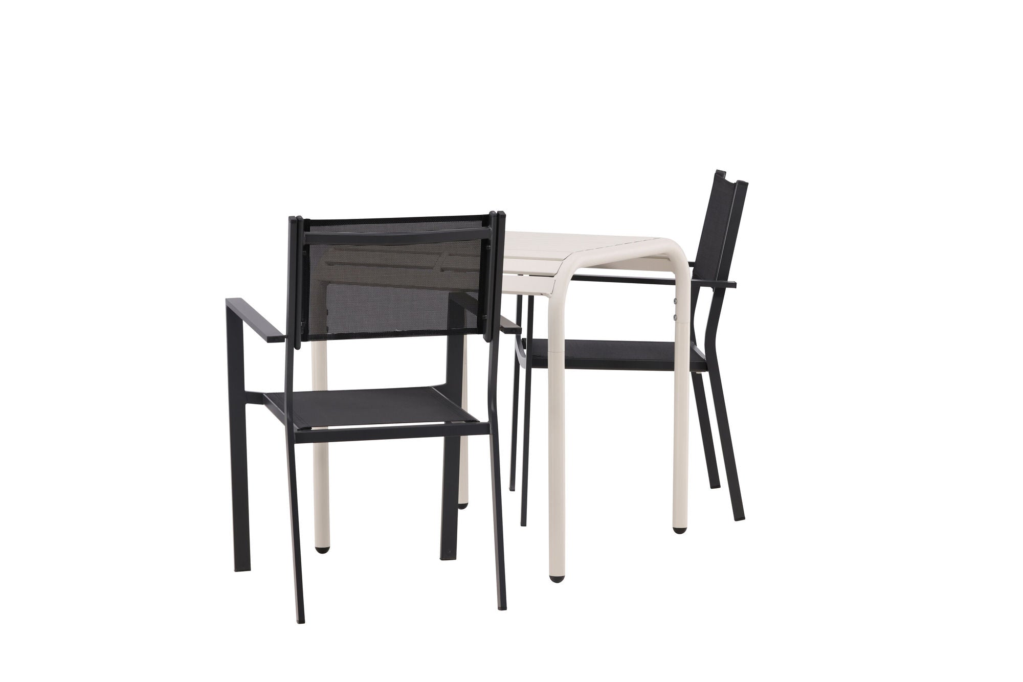 Venture Home Borneo Cafebord Aluminium - Beige / Kvadrat 70*70* +Copacabana Stacking stol - Black/Black - Ersätter 4131-408 _2