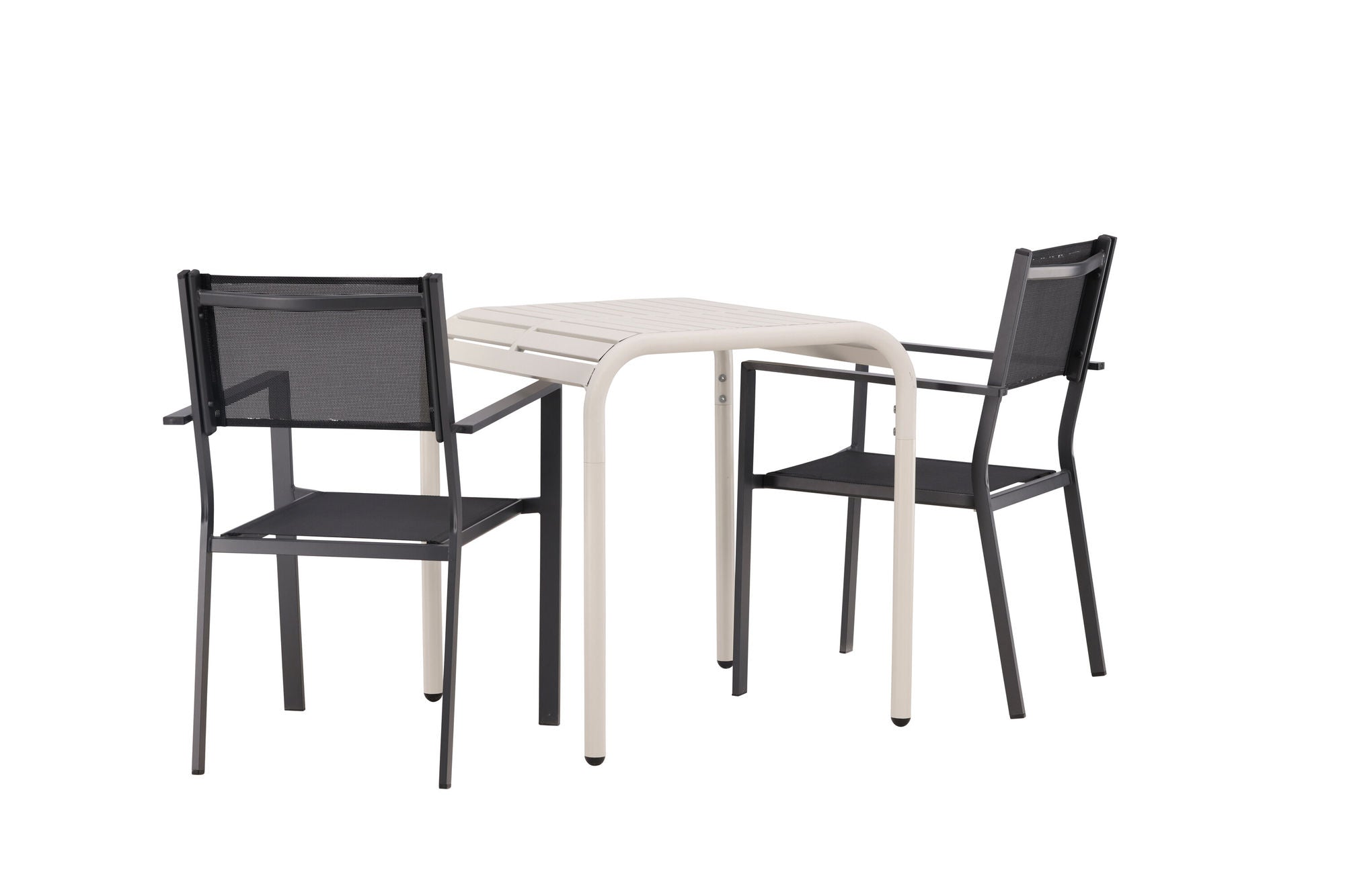 Venture Home Borneo Cafebord Aluminium - Beige / Kvadrat 70*70* +Copacabana Stacking stol - Black/Black - Ersätter 4131-408 _2