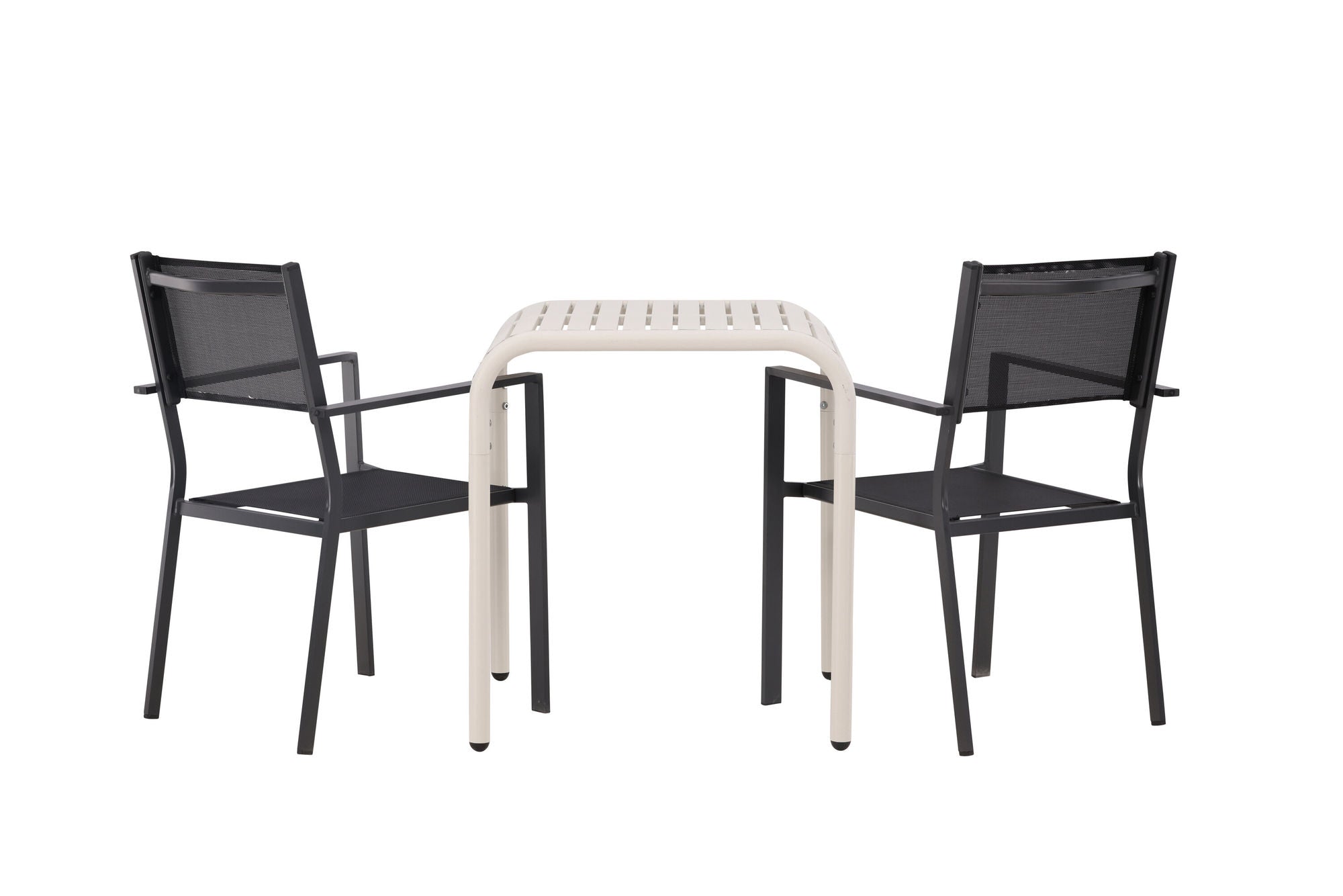 Venture Home Borneo Cafebord Aluminium - Beige / Kvadrat 70*70* +Copacabana Stacking stol - Black/Black - Ersätter 4131-408 _2