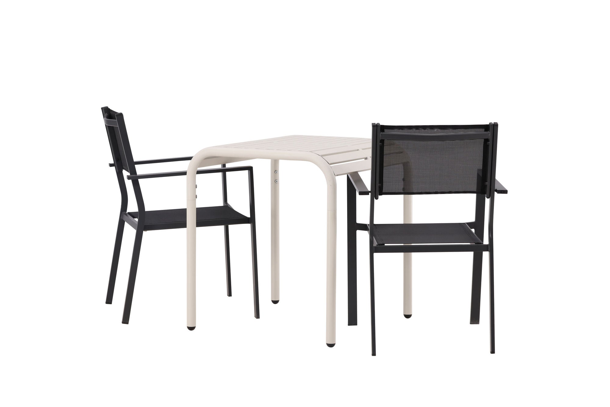 Venture Home Borneo Cafebord Aluminium - Beige / Kvadrat 70*70* +Copacabana Stacking stol - Black/Black - Ersätter 4131-408 _2