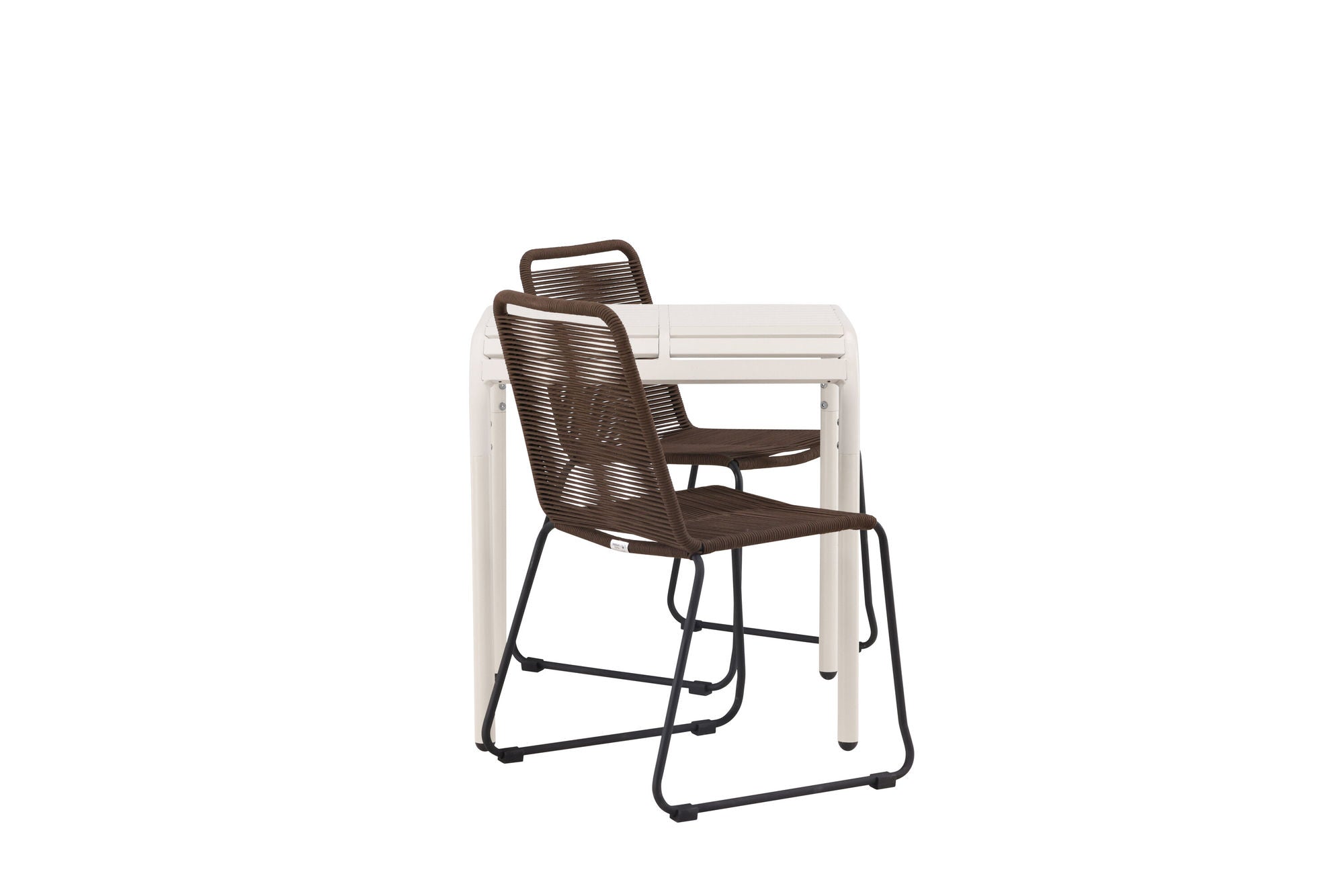 Venture Home Borneo Cafebord Aluminium - Beige / Kvadrat 70*70* +Lindos Diningchair Aluminium - Black / _2